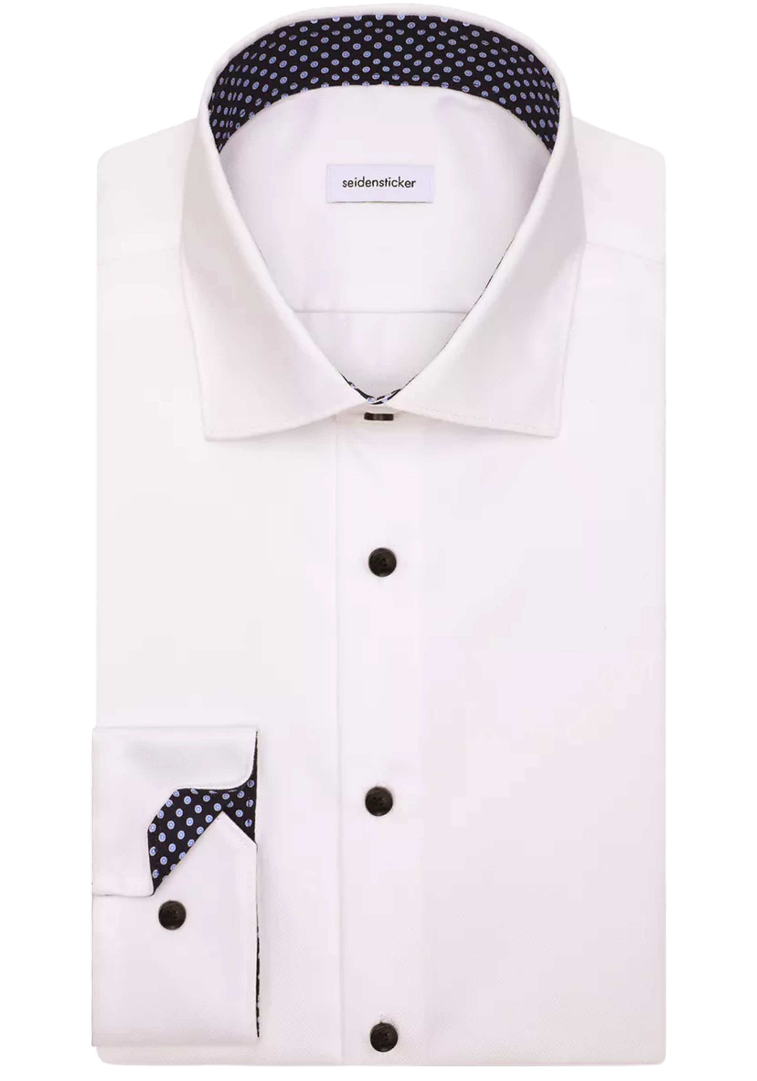 Seidensticker slim fit overhemd, mouwlengte 7, popeline, wit