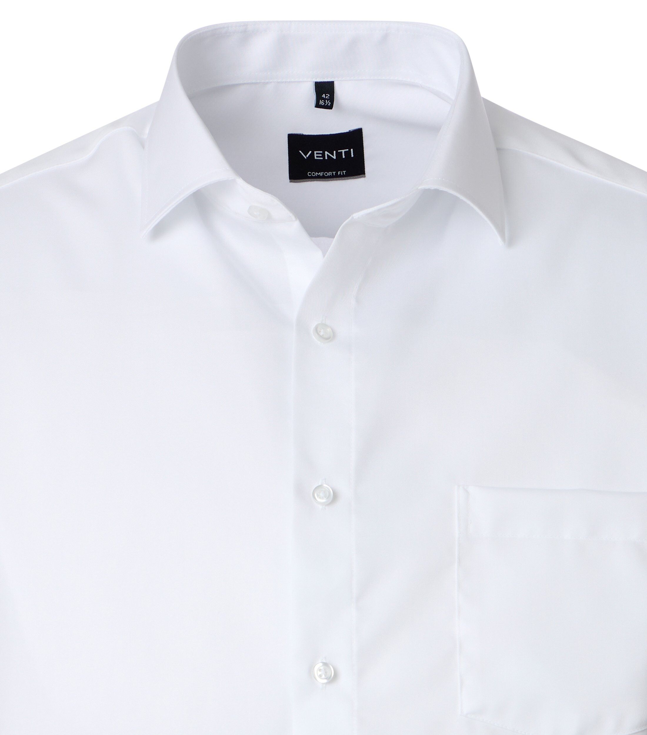 VENTI modern fit overhemd, korte mouw, twill, wit