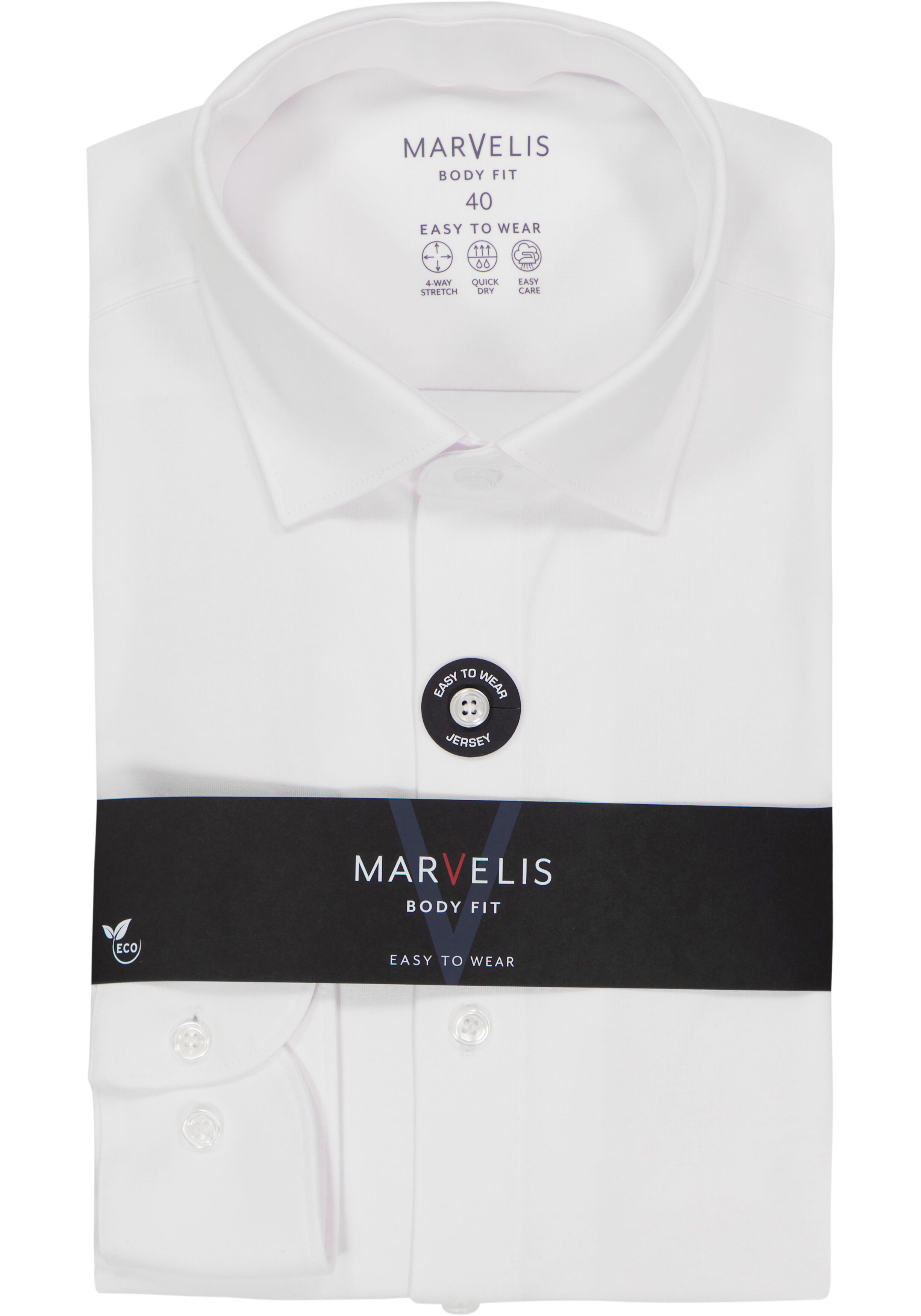 MARVELIS body fit overhemd, tricot, wit