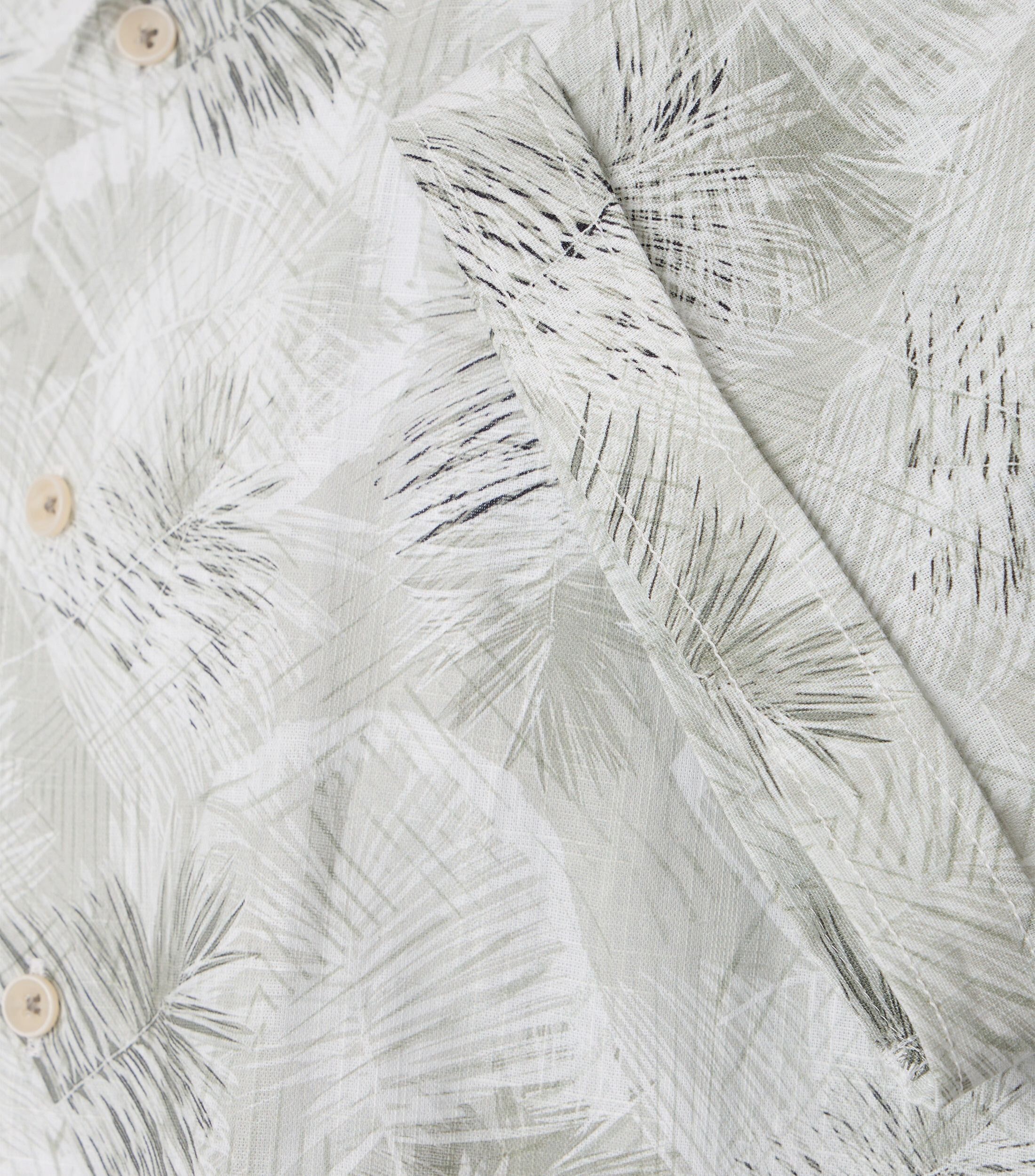 CASA MODA Sport casual fit overhemd, korte mouw, chambray, groen, wit en lichtblauw dessin