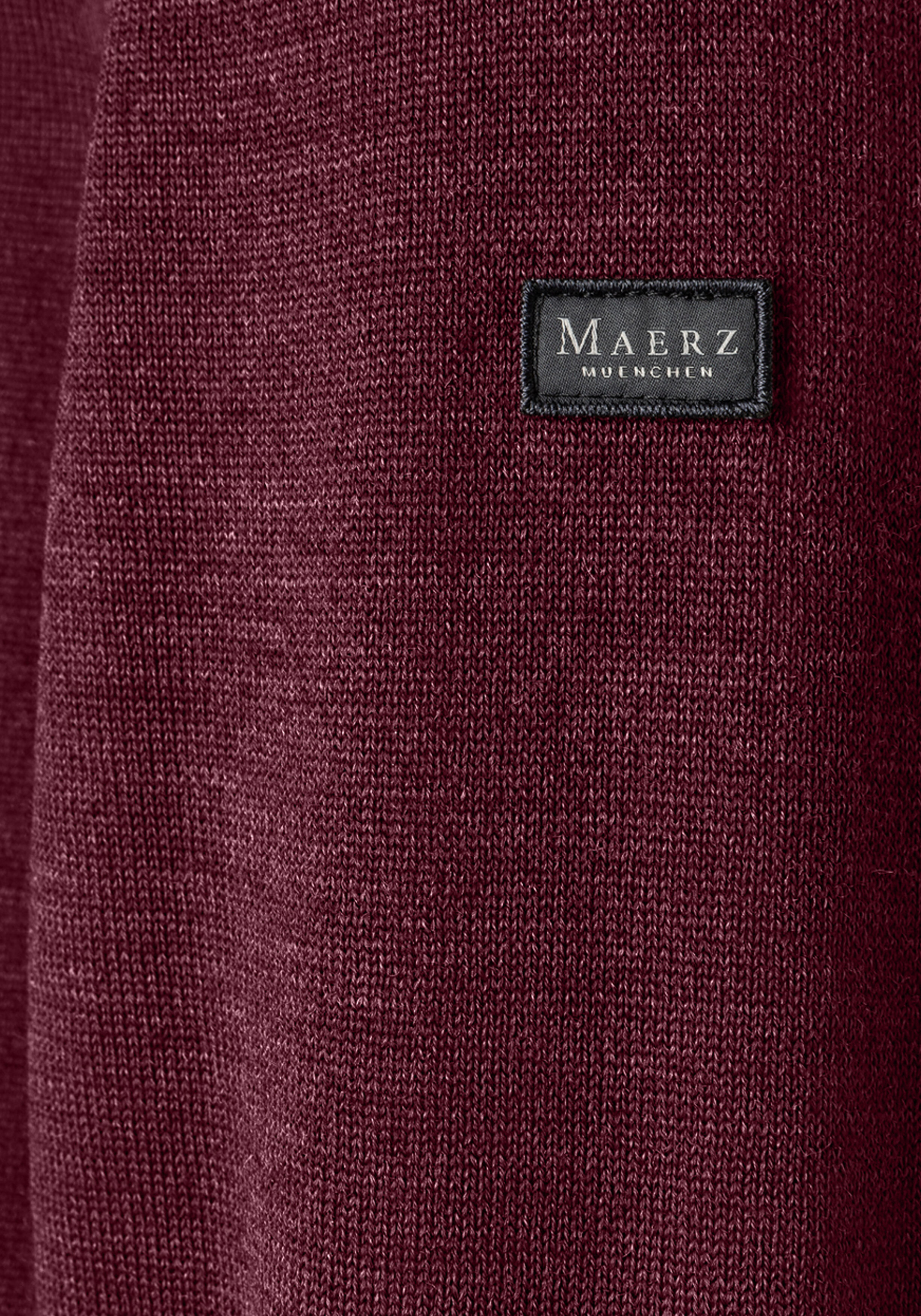 MAERZ Classic Fit heren trui met turtleneck wol, bordeaux rood
