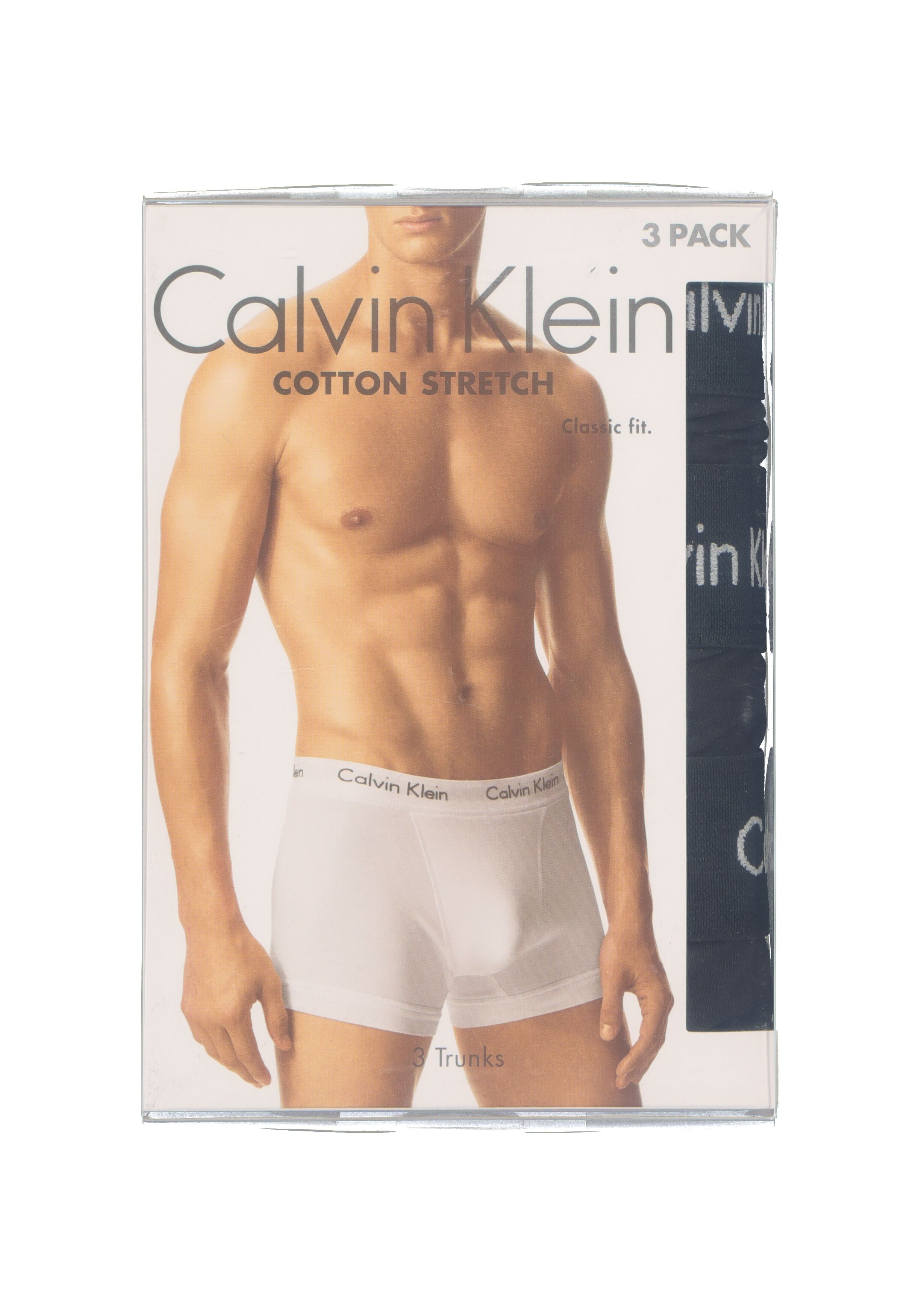 Calvin Klein trunks (3-pack), heren boxers normale lengte, zwart met zwarte band