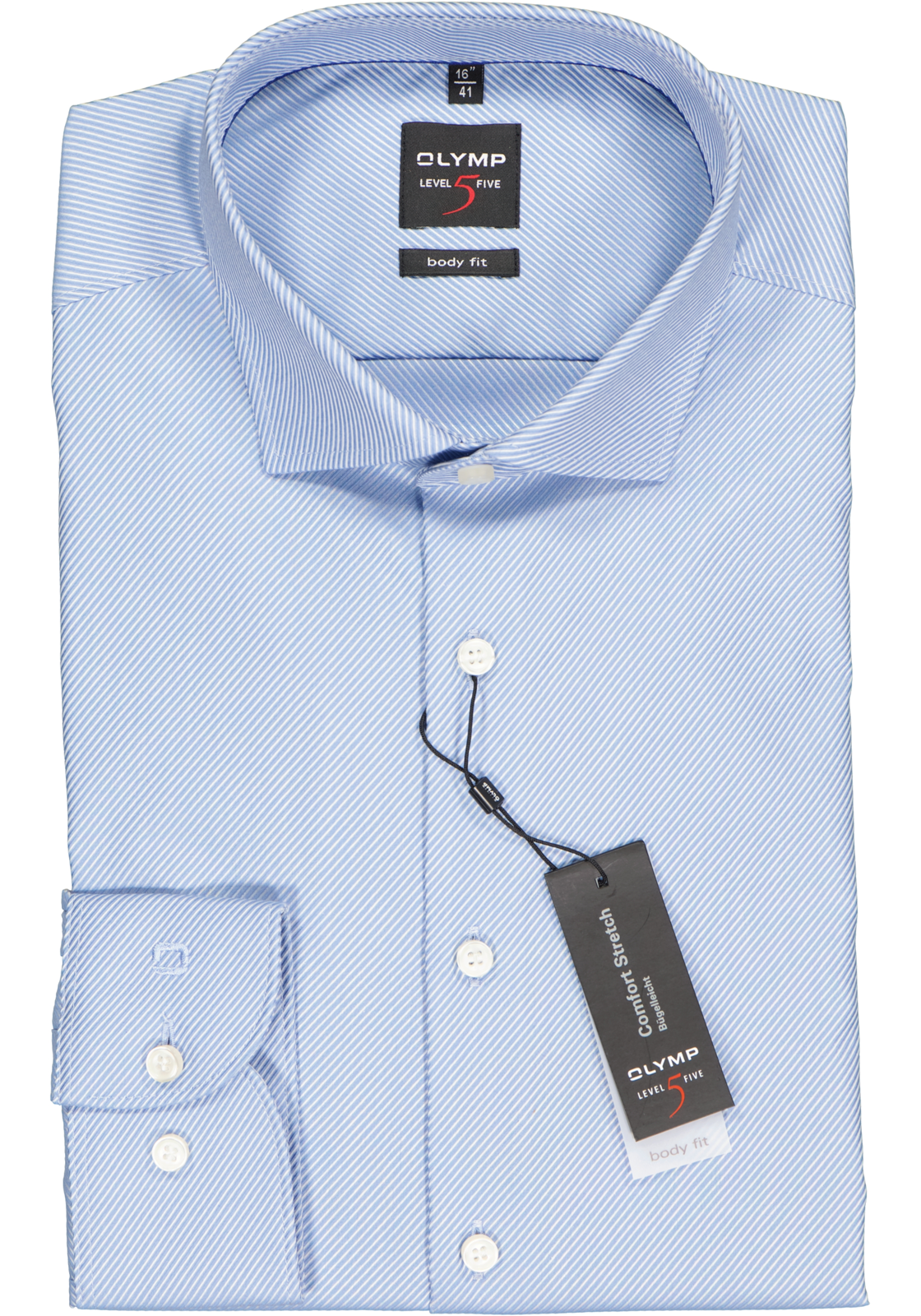 2-4057242704599_olymp-overhemd_HR OLYMP Level 5 body fit overhemd, lichtblauw diamant twill