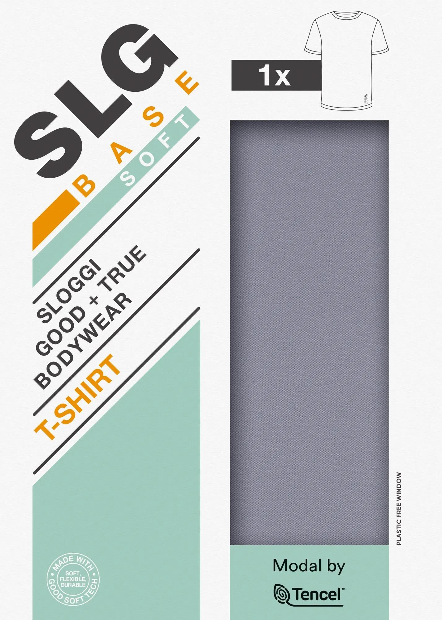 Sloggi Men SLG Base Soft T-Shirts, heren T-shirts met een ronde hals (1-pack), grijsblauw