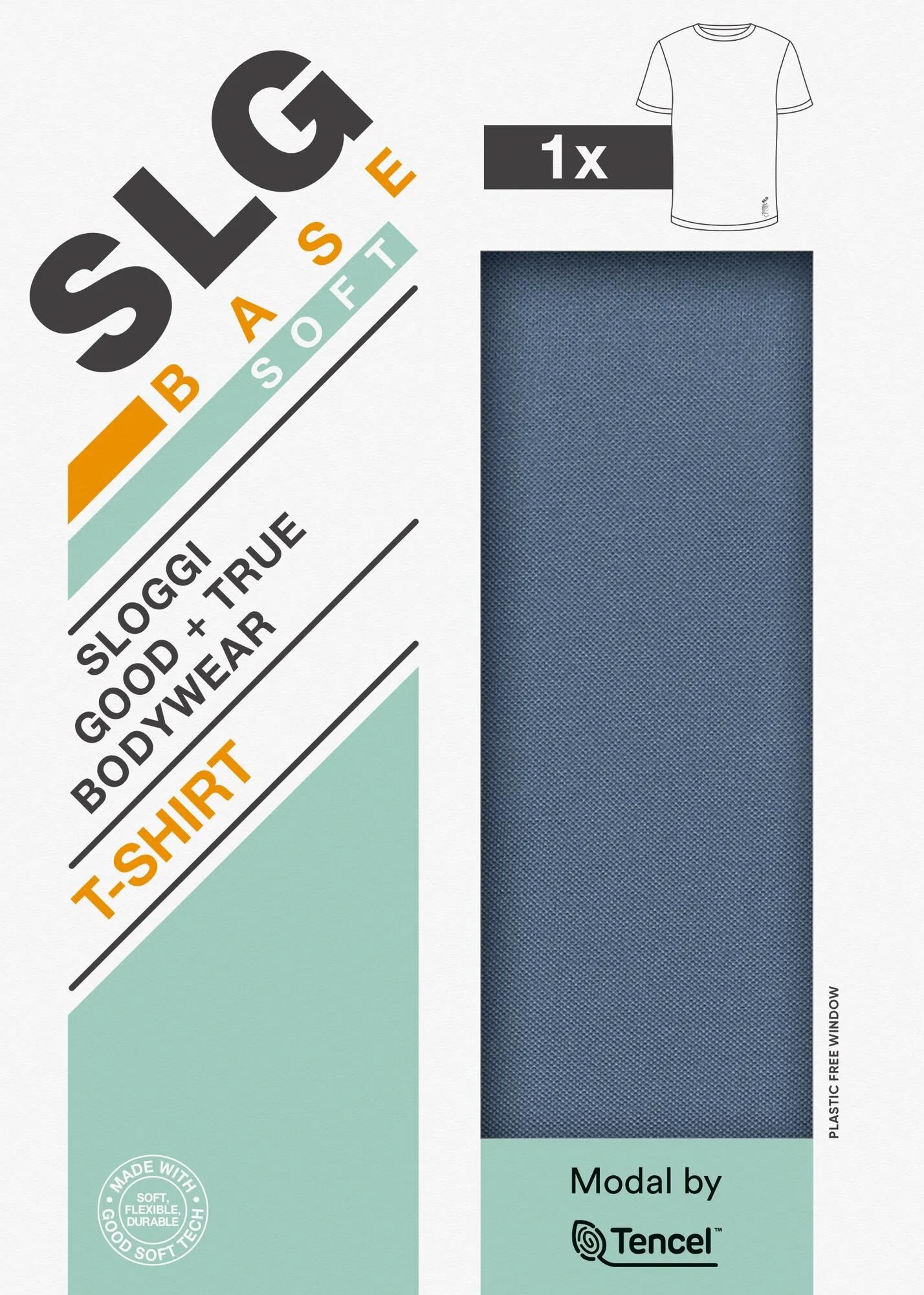 Sloggi Men SLG Base Soft T-Shirts, heren T-shirts met een ronde hals (1-pack), middenblauw