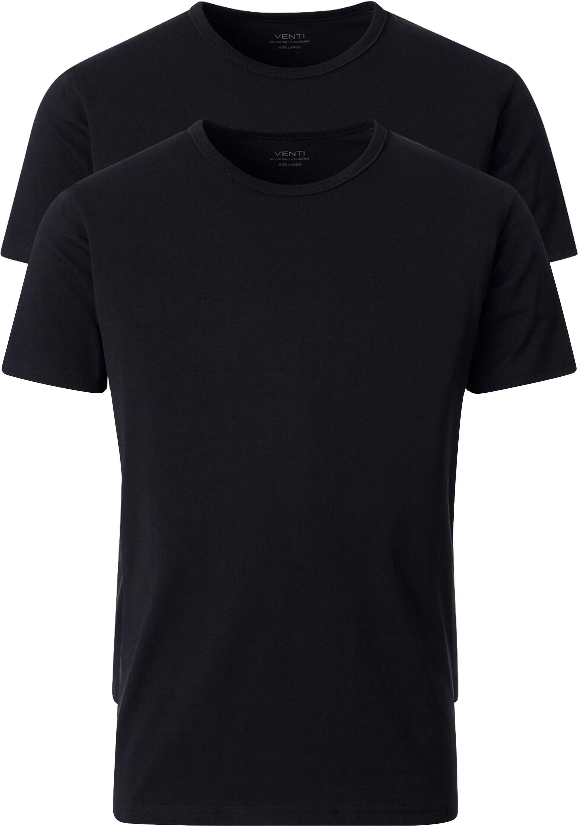 VENTI modern fit heren T-shirt (2-pack), zwart