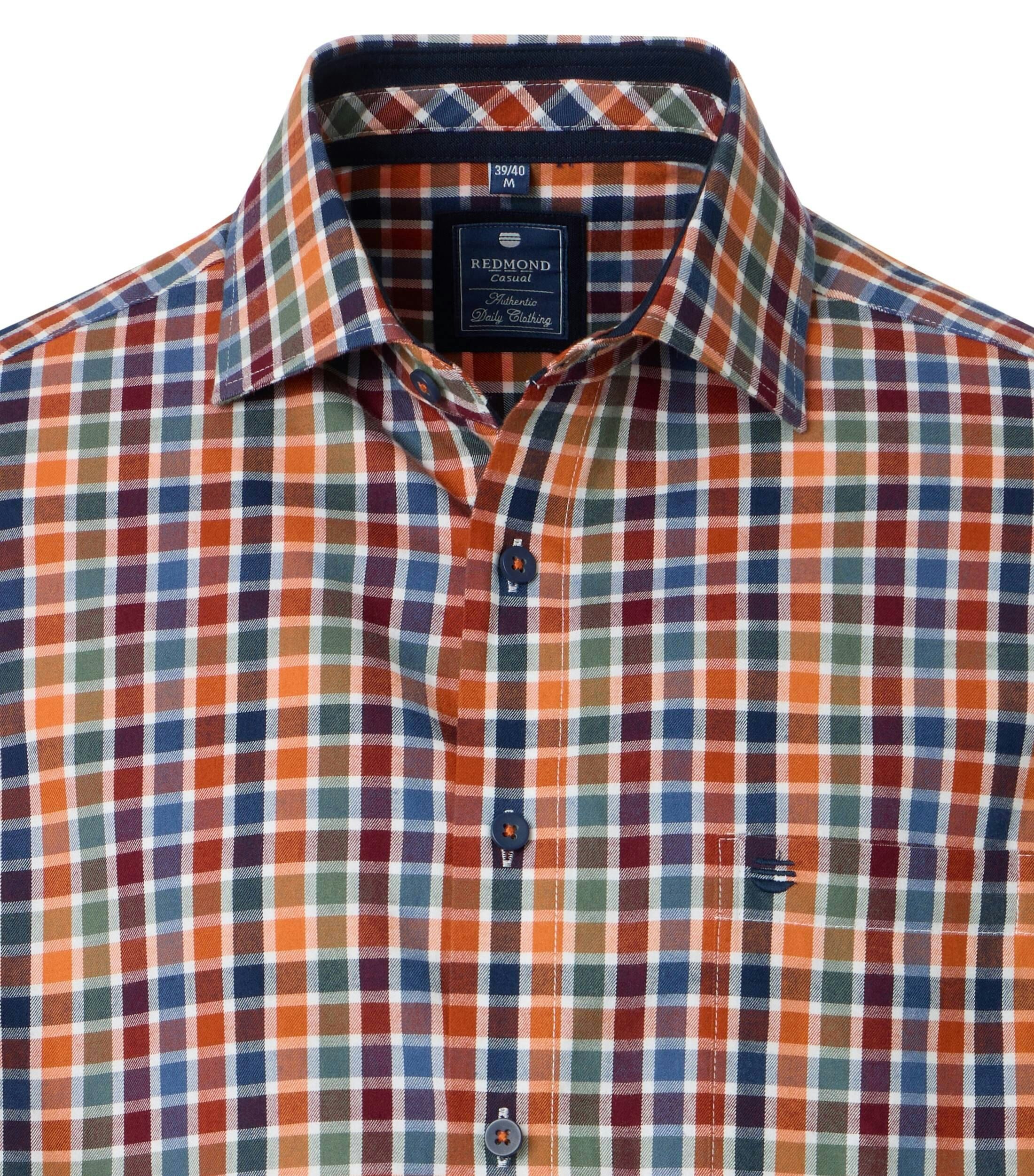 Redmond comfort fit overhemd, twill, rood geruit