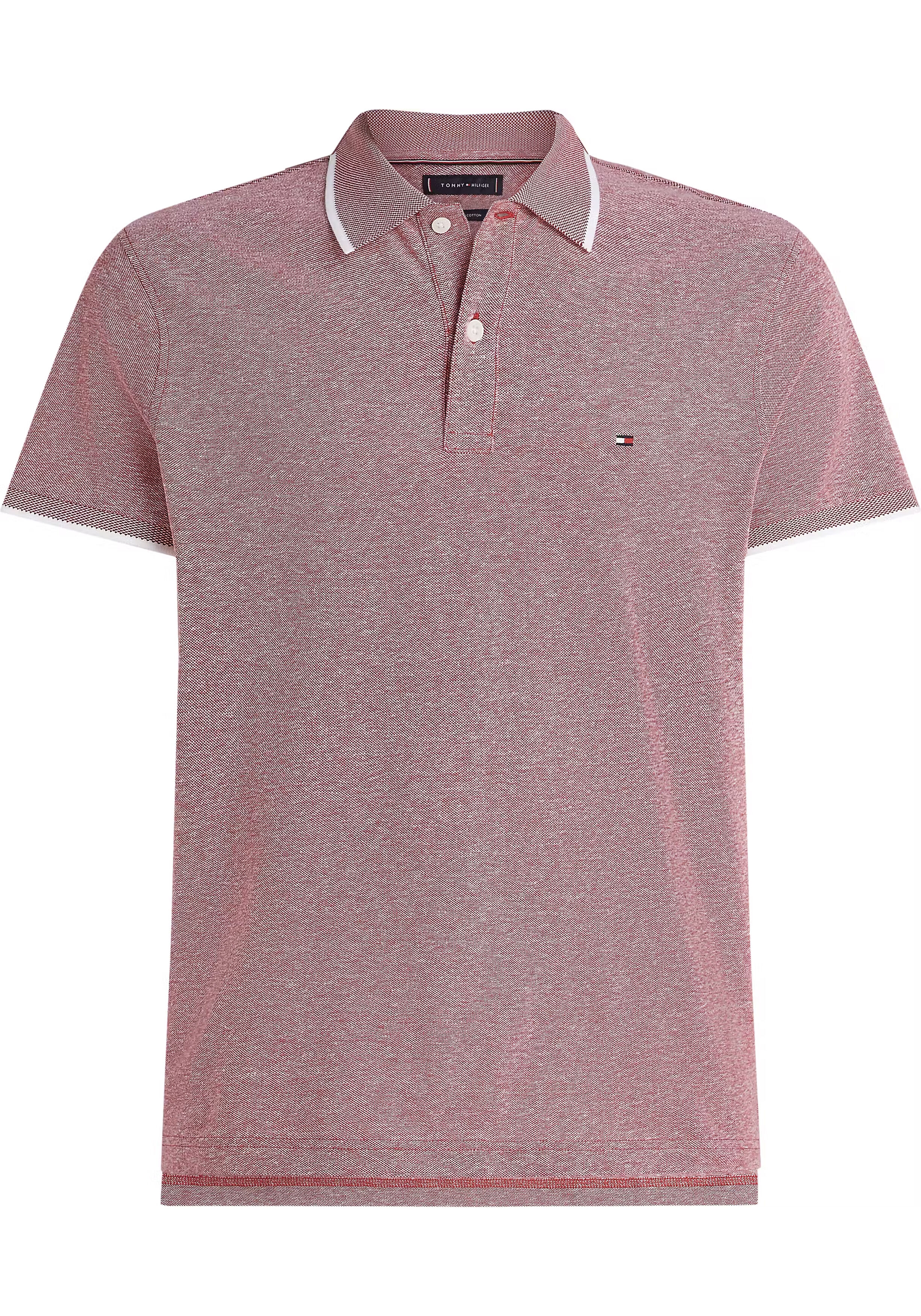 Tommy Hilfiger Linen Pique Regular Polo, heren poloshirt, rood melange