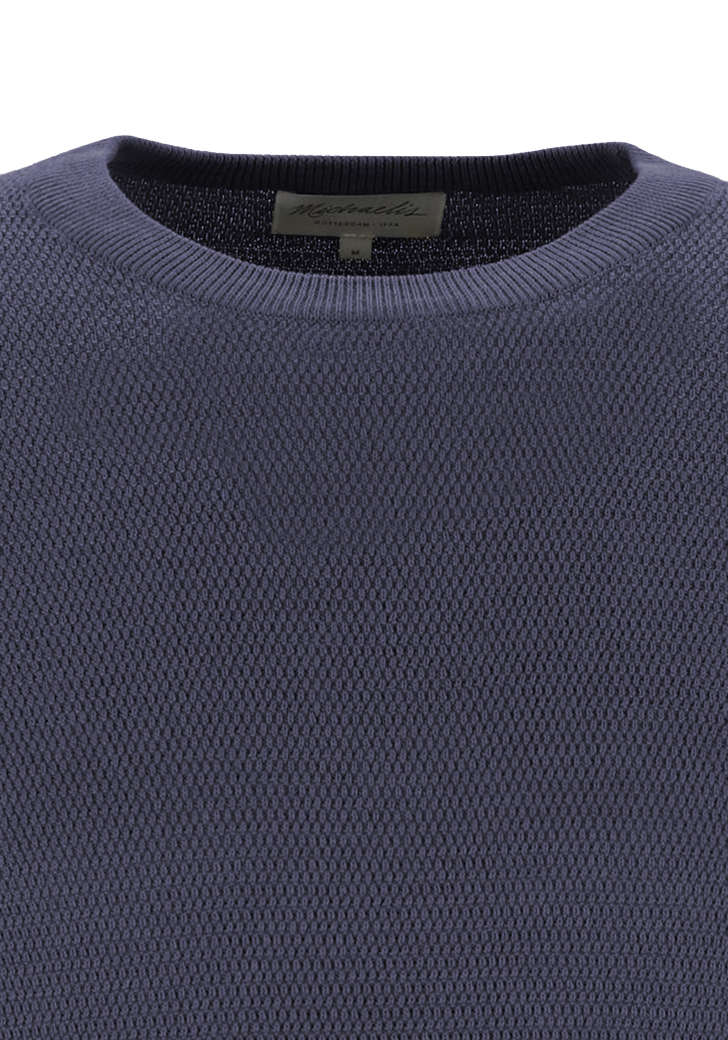 Michaelis heren trui katoenmengsel, slim fit trui met O-hals, blauw