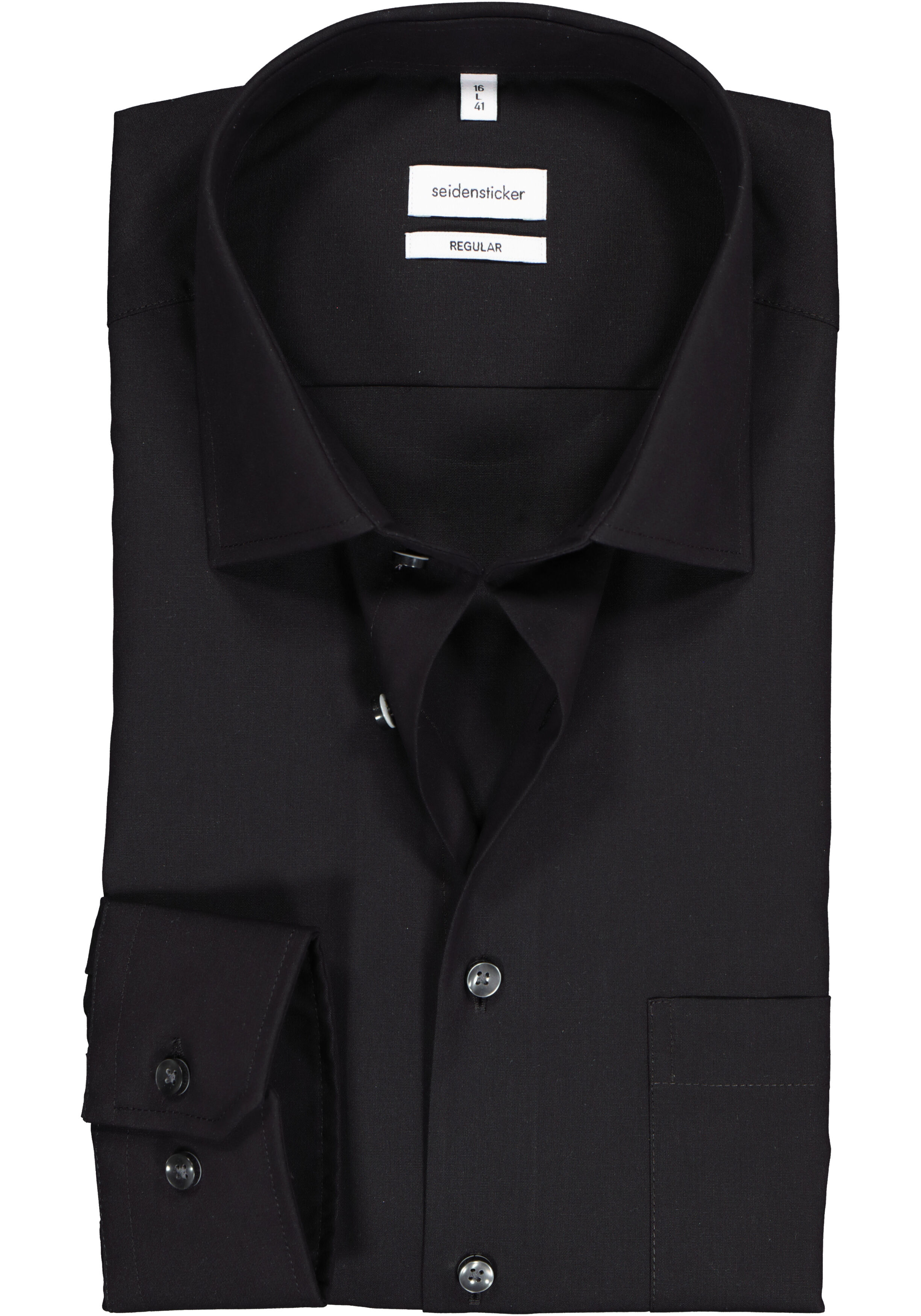 Seidensticker regular fit overhemd, zwart