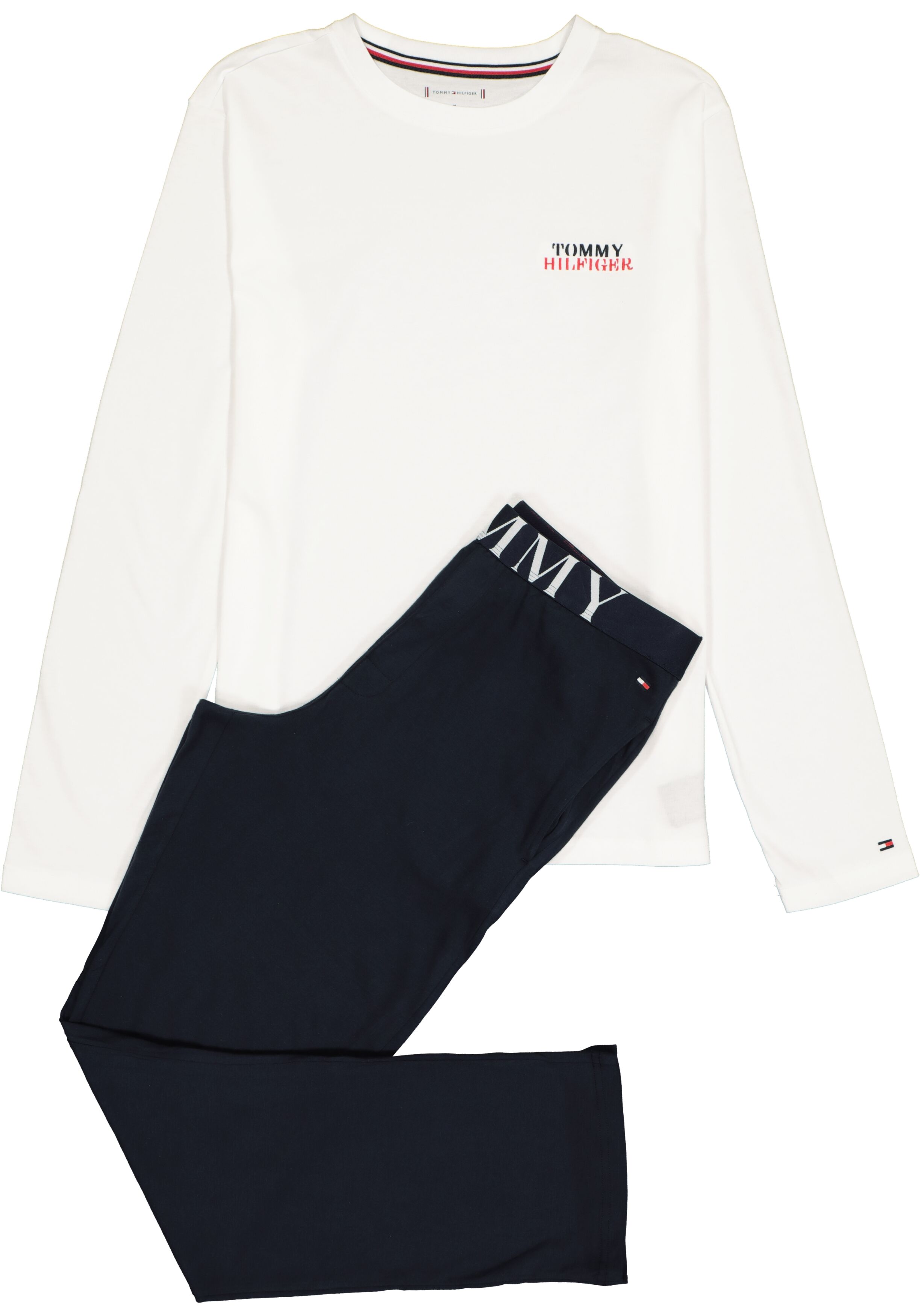 Tommy Hilfiger heren pyjama, wit met blauw