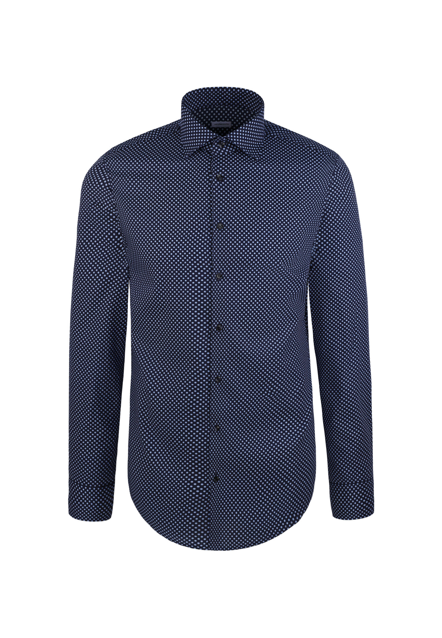 Seidensticker shaped fit overhemd, mouwlengte 7, popeline, blauw dessin