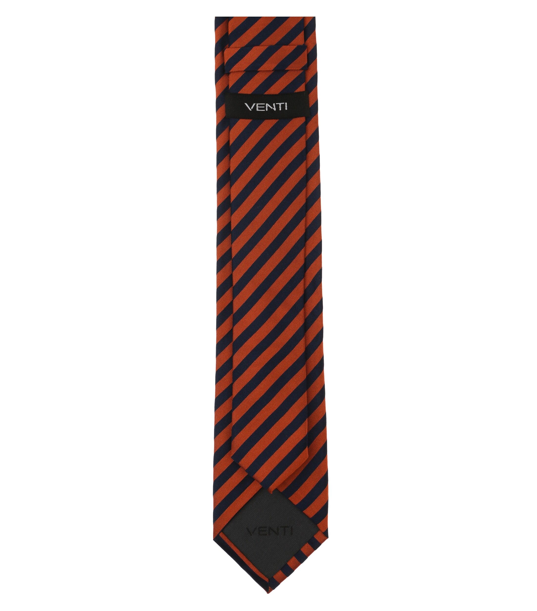 VENTI stropdas, oranje, donkerblauw gestreept