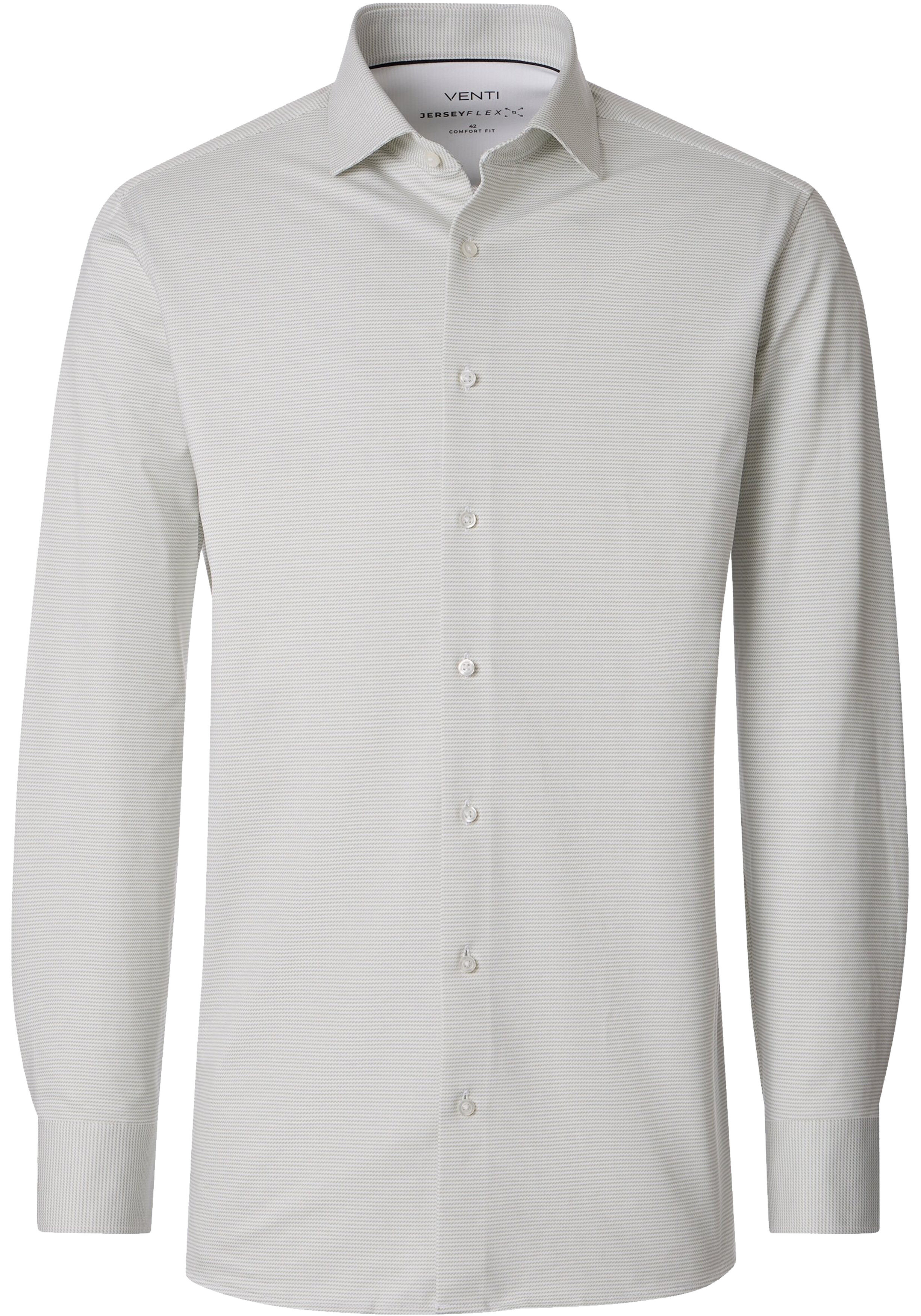 VENTI CASA MODA comfort fit overhemd, jersey, lichtgroen met wit gestreept
