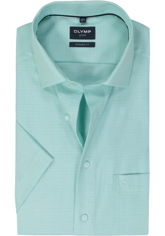 OLYMP modern fit overhemd, korte mouw, structuur, mint groen OLYMP modern fit overhemd, korte mouw, structuur, mint groen
