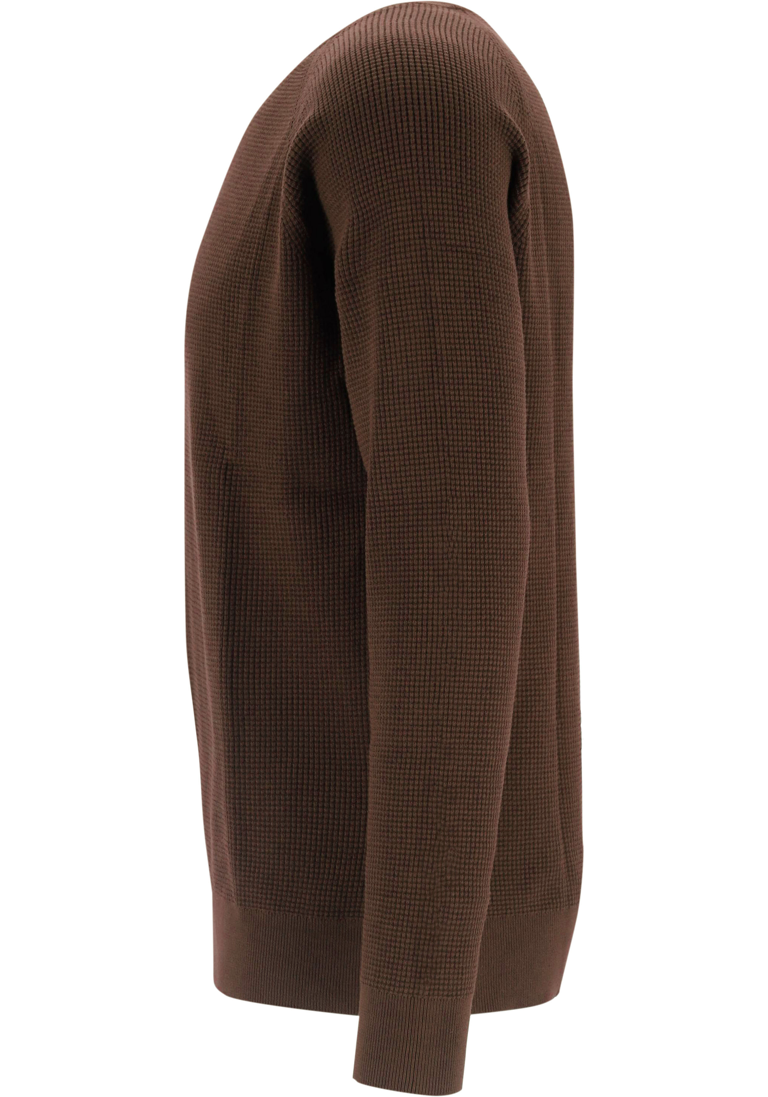 OLYMP Casual modern fit trui structuur, katoenmengsel, O-hals, bruin