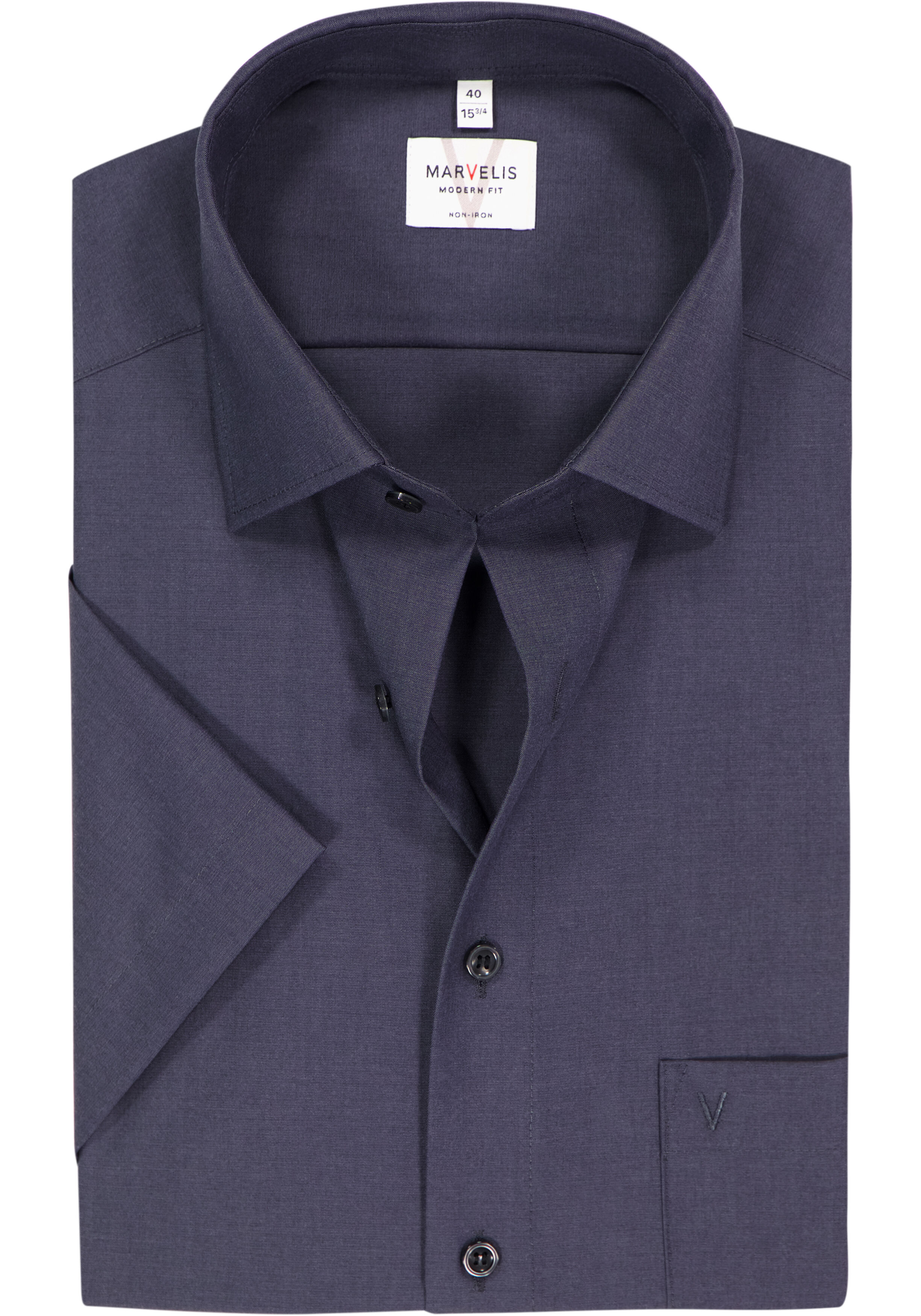 MARVELIS modern fit overhemd, korte mouw, antraciet