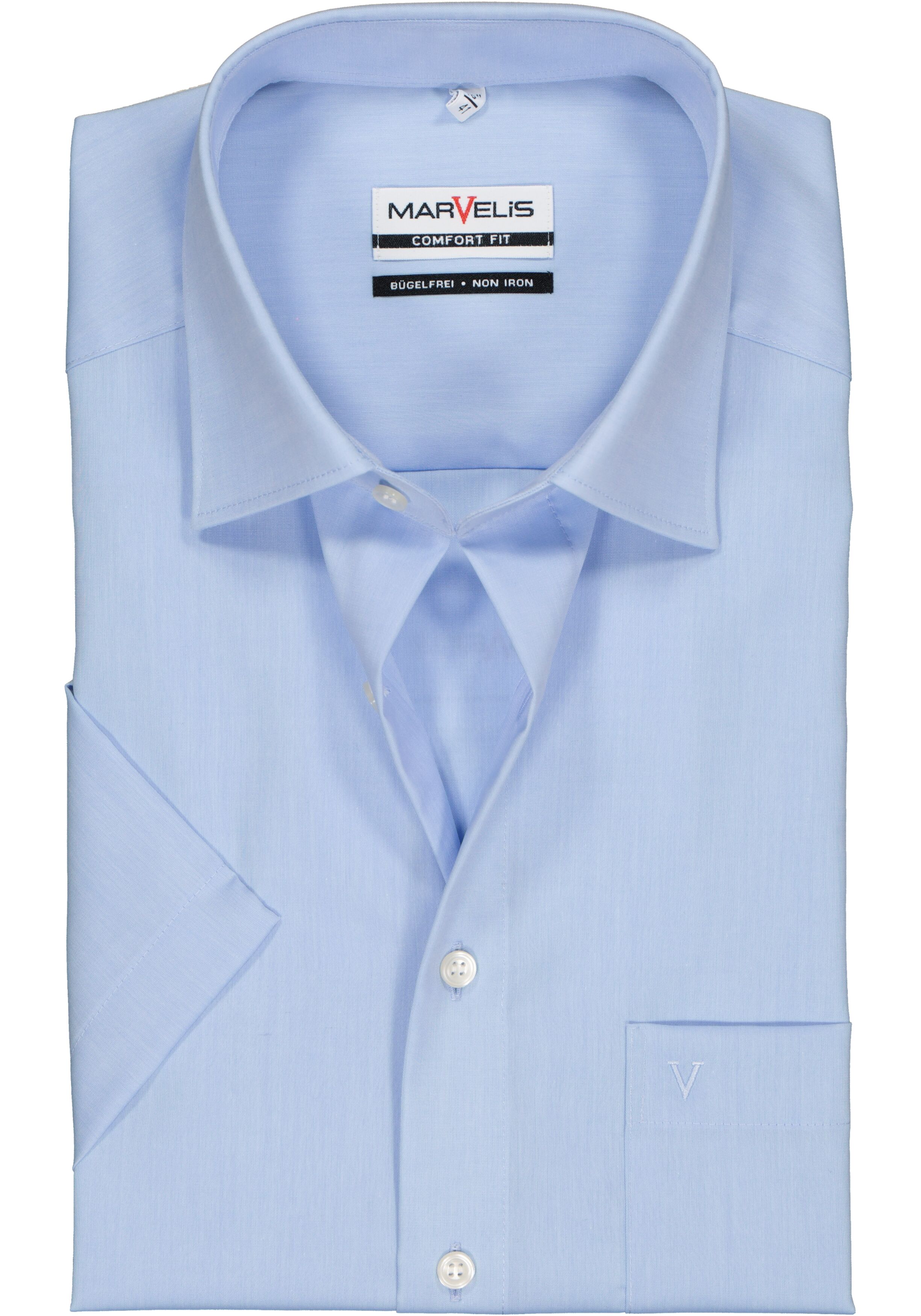 MARVELIS comfort fit overhemd, korte mouw, licht blauw