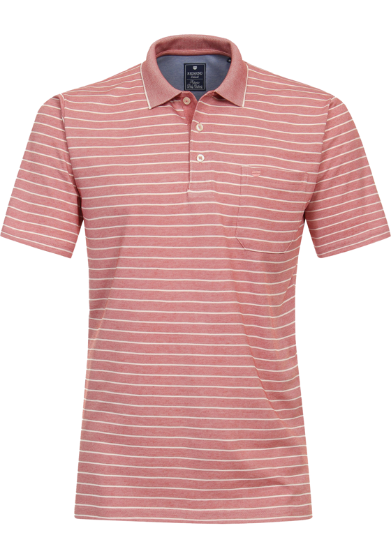 Redmond regular fit heren polo, jersey, rood gestreept Redmond regular fit heren polo, jersey, rood gestreept