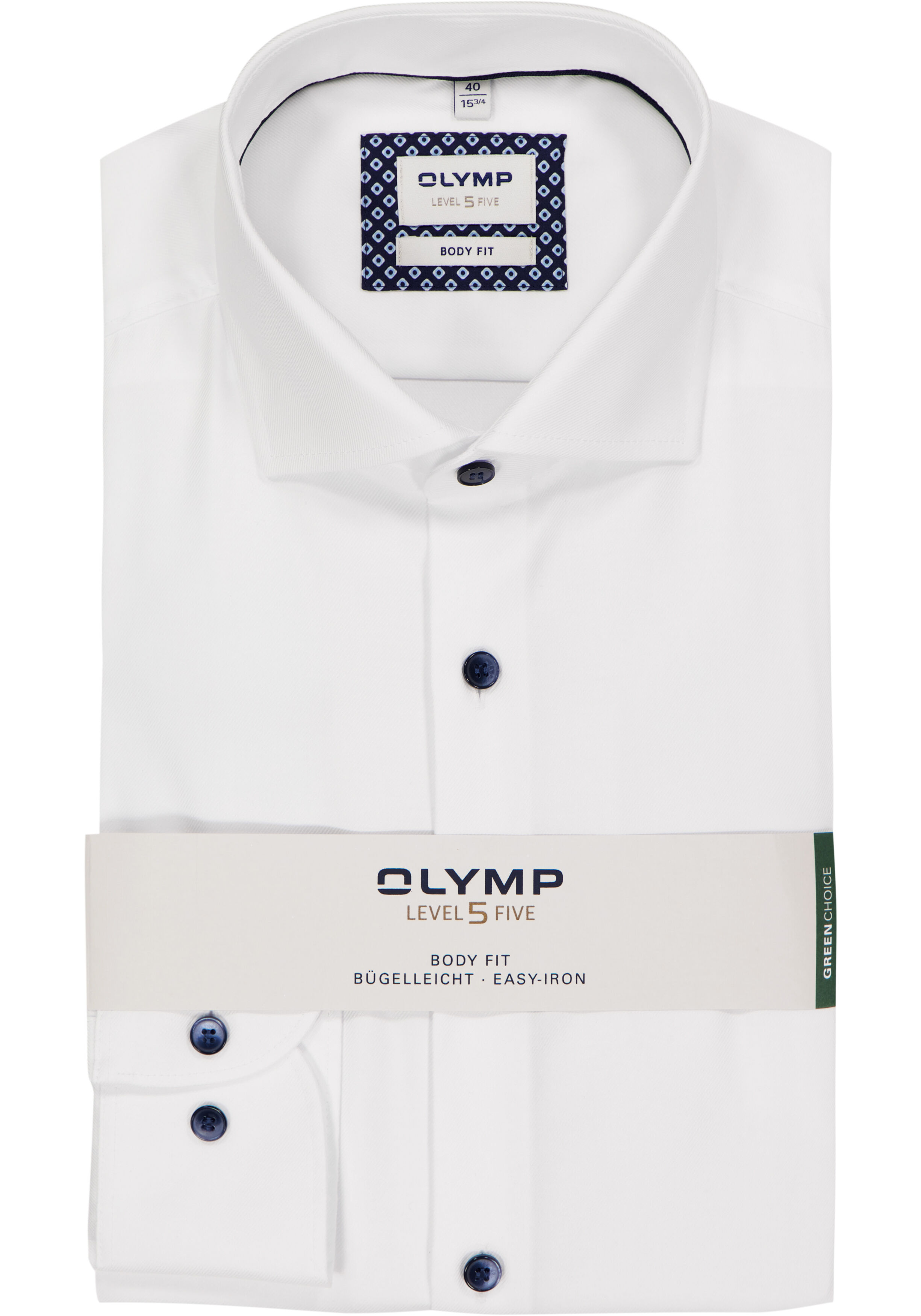 OLYMP Level 5 body fit overhemd, twill, wit