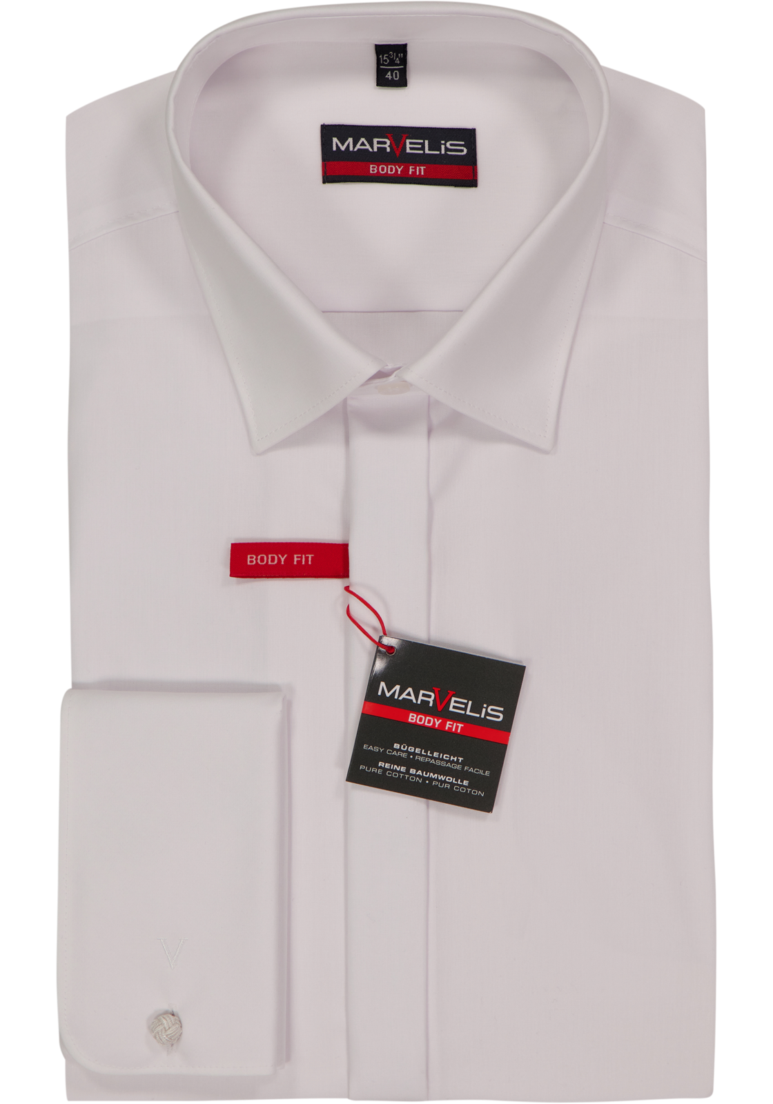 MARVELIS body fit smoking overhemd, popeline, wit MARVELIS body fit smoking overhemd, popeline, wit