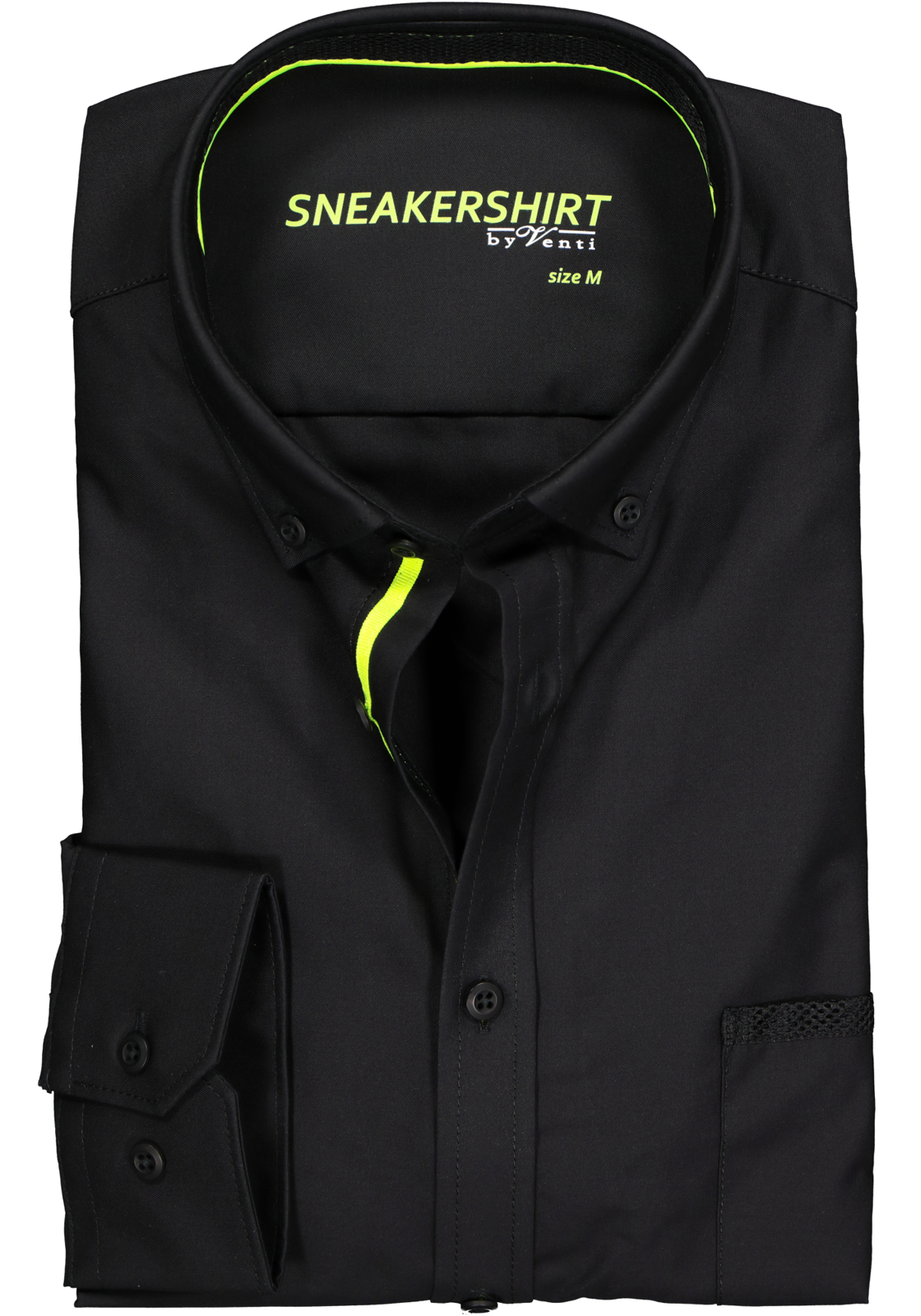 1-4056194930605_venti-overhemd_HR VENTI modern fit overhemd, zwart (neon contrast)