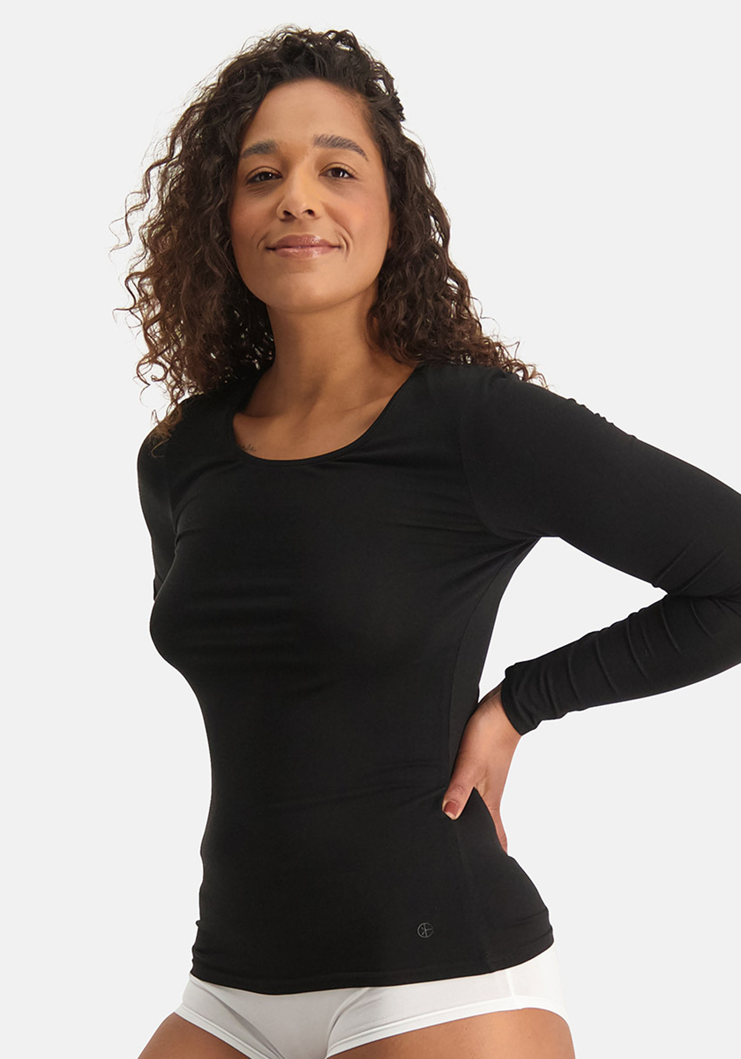 Bamboo Basics Luna long sleeve (2-pack), dames T-shirt lange mouwen, zwart