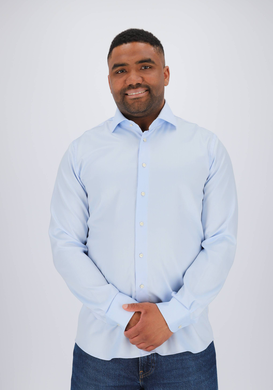 Profuomo slim fit overhemd, 2-ply twill, lichtblauw (contrast)  Profuomo slim fit overhemd, 2-ply twill, lichtblauw (contrast)