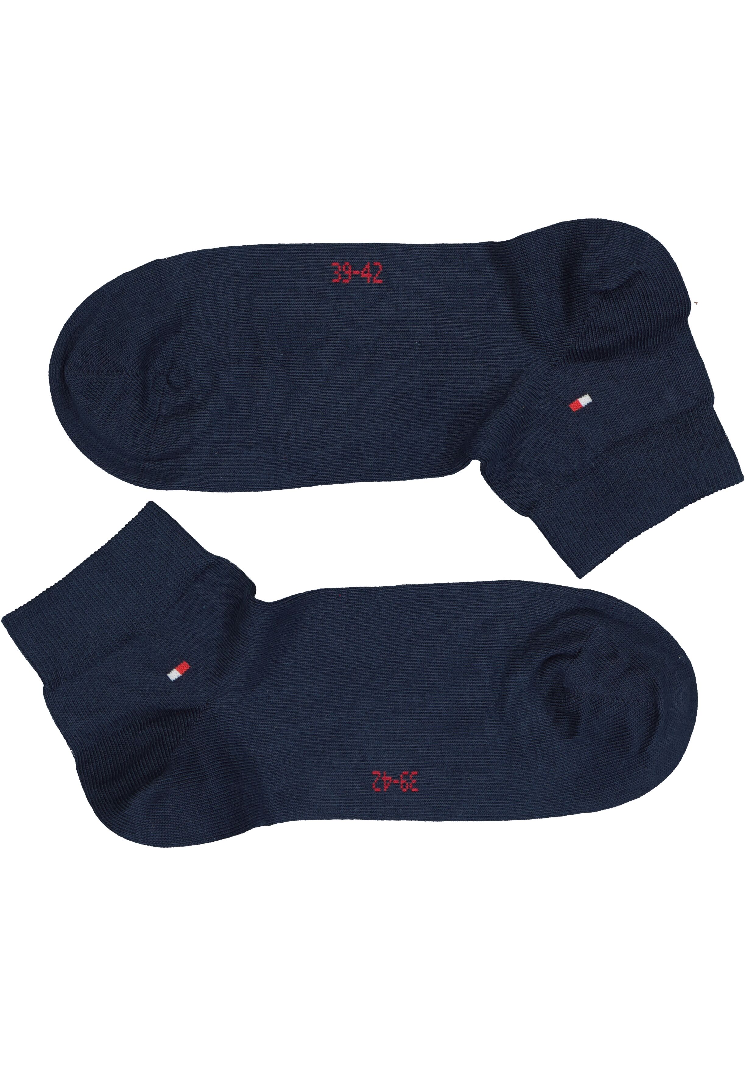Tommy Hilfiger Quarter Socks (2-pack), herensokken katoen kort, Tommy original rood en blauw