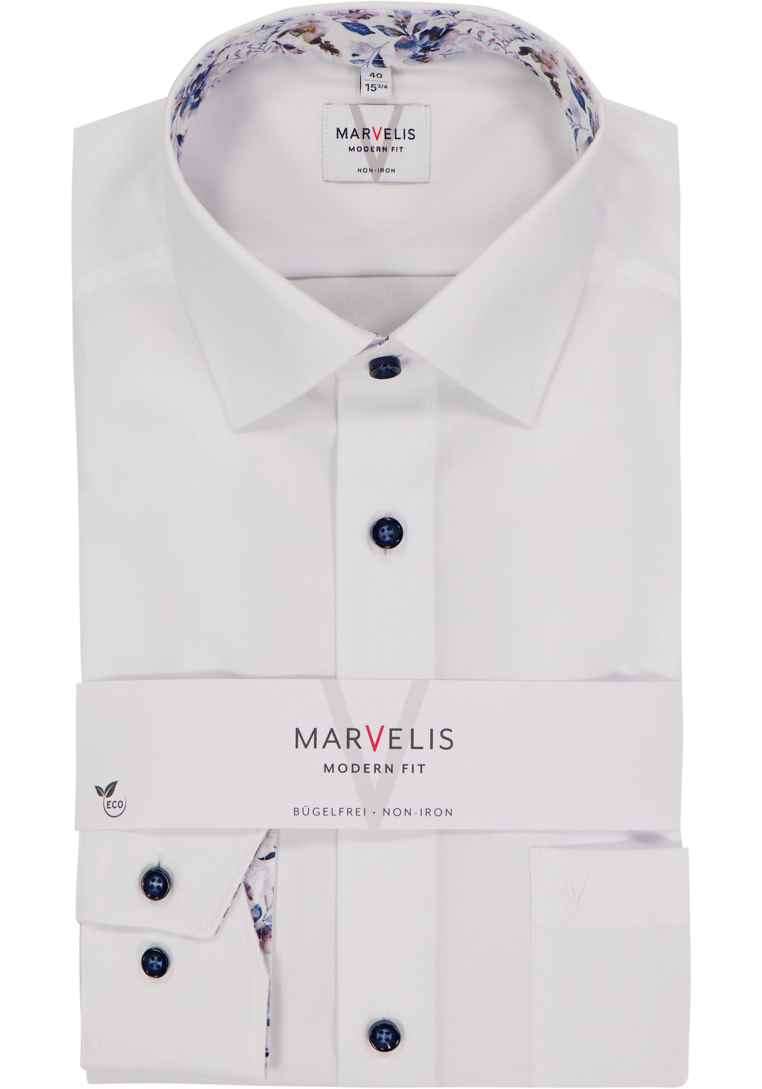 MARVELIS modern fit overhemd, popeline, wit