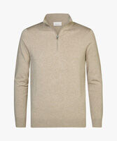 Profuomo heren trui lyocellmengsel, slim fit trui met korte rits, beige