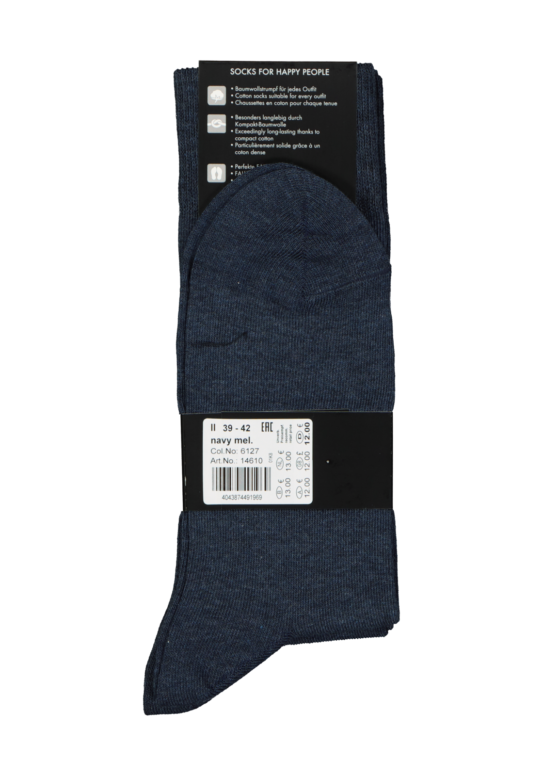 3-4043874491969_sok_HR FALKE Happy herensokken (2-pack), marine blauw melange (navy melange)