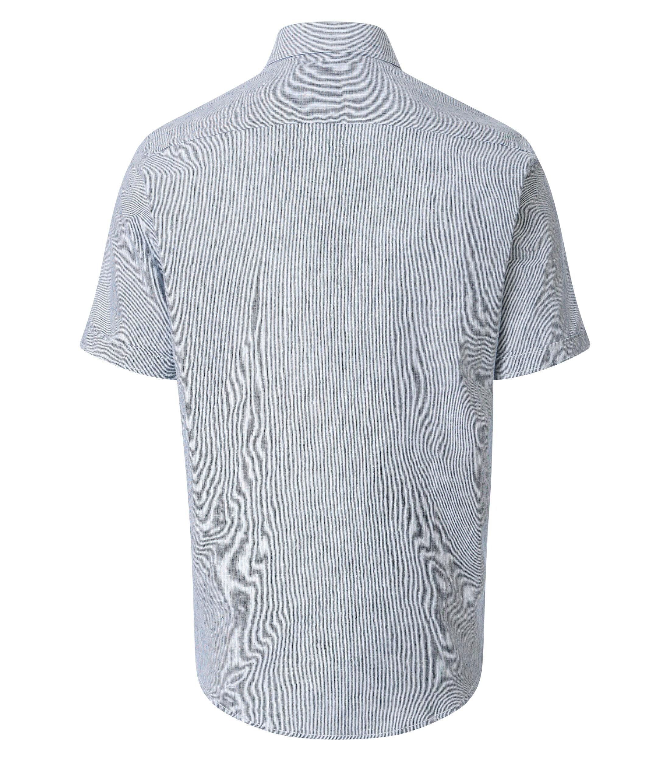 CASA MODA Sport casual fit overhemd, korte mouw, structuur, blauw, wit gestreept