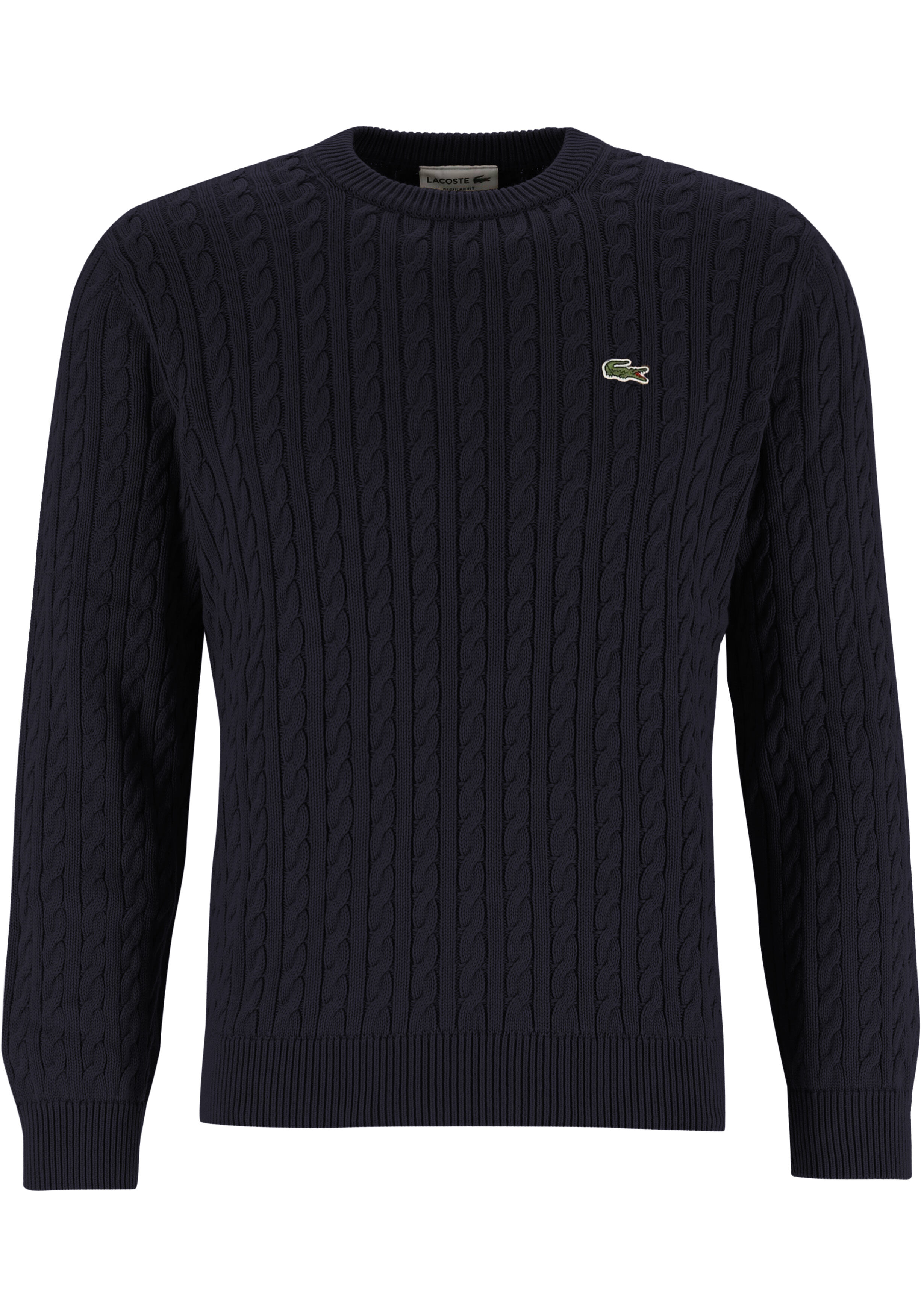 Lacoste herentrui katoen, O-hals, navy blauw