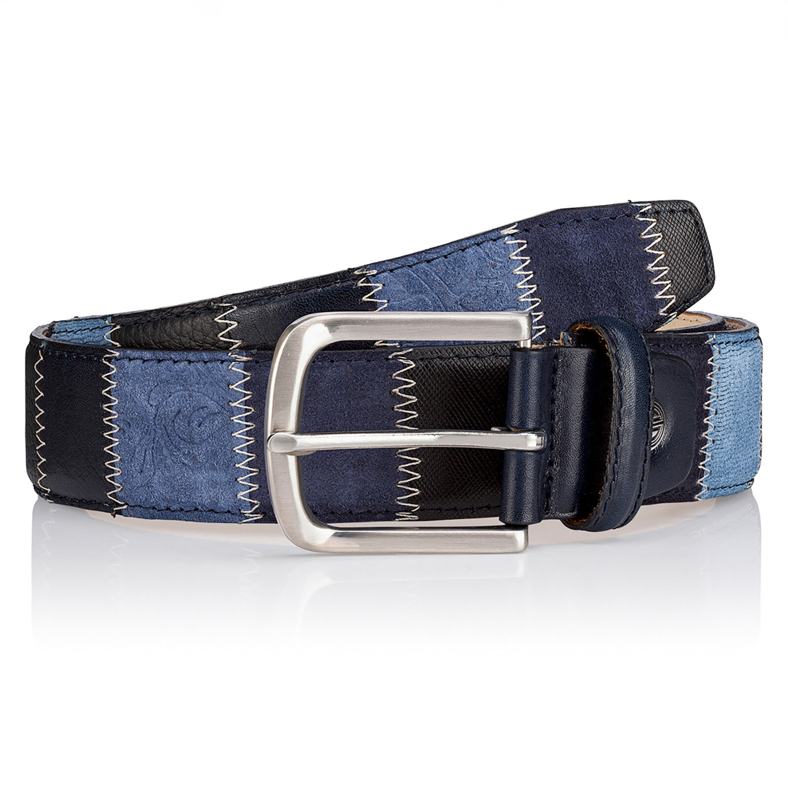 LINDENMANN leren heren riem, blauw