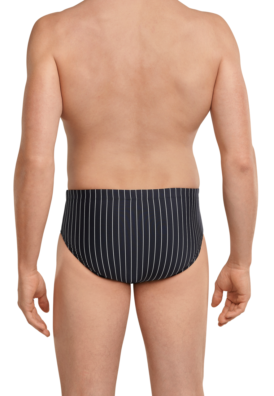SCHIESSER Nautical Casual heren badkleding, zwemslip met ritszak breiwerk gerecycled strepen zwart