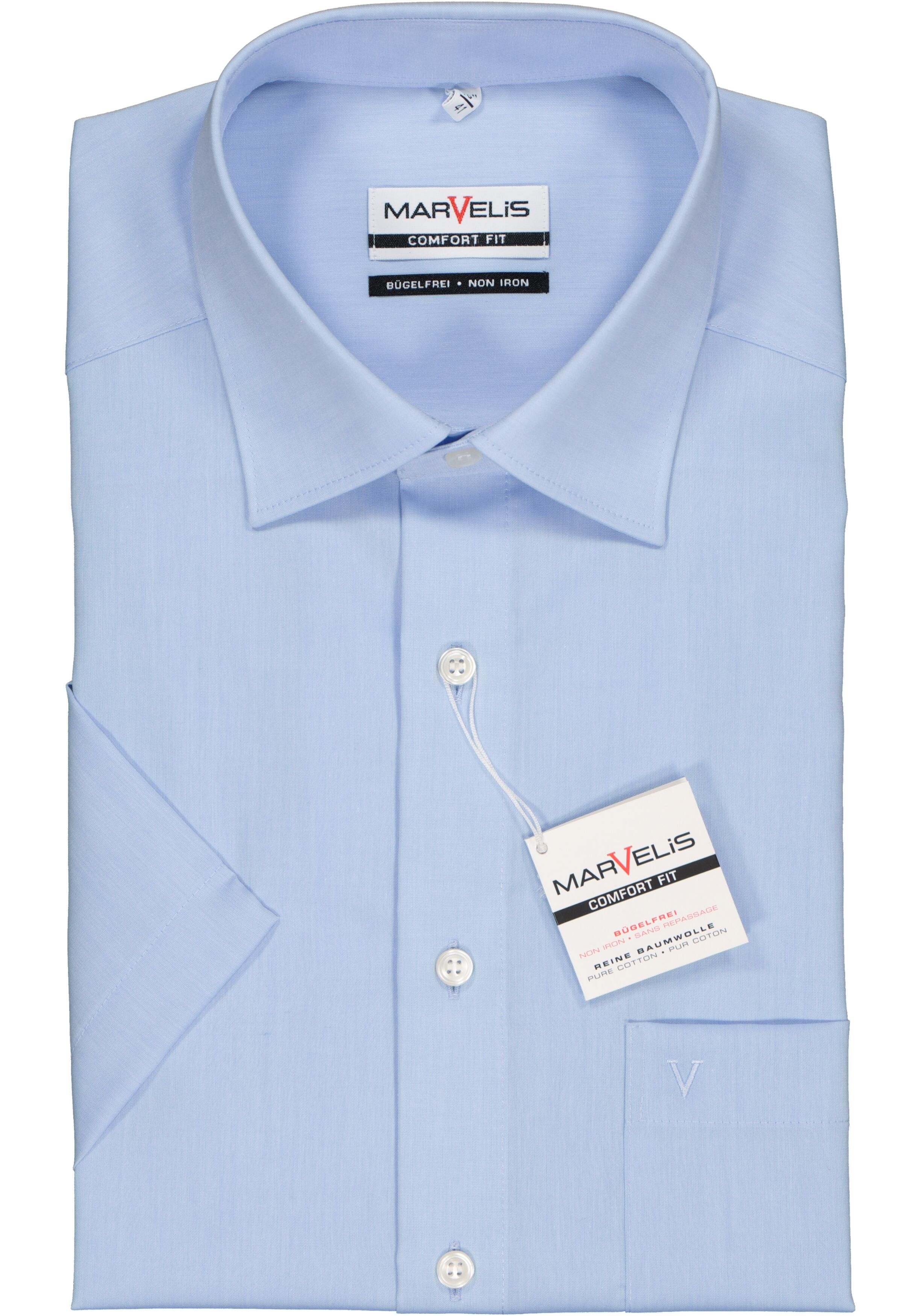 MARVELIS comfort fit overhemd, korte mouw, licht blauw