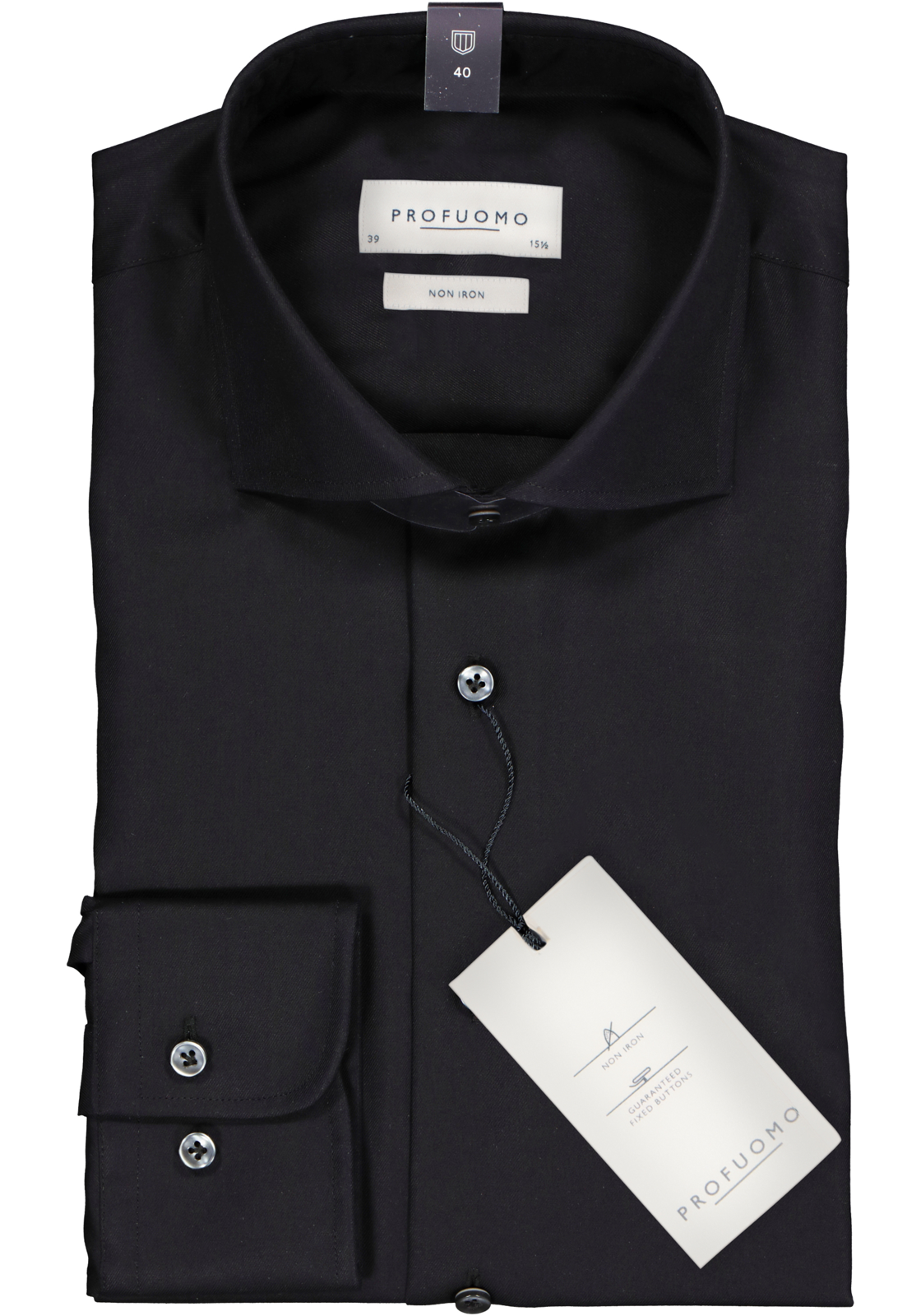 2-8715934846205-profuomo-overhemd_HR Profuomo slim fit overhemd, fine twill, zwart