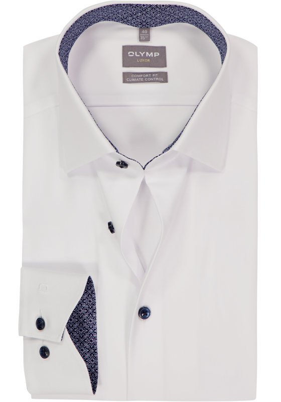 OLYMP 24/7 Luxor comfort fit overhemd, twill, wit OLYMP 24/7 Luxor comfort fit overhemd, twill, wit