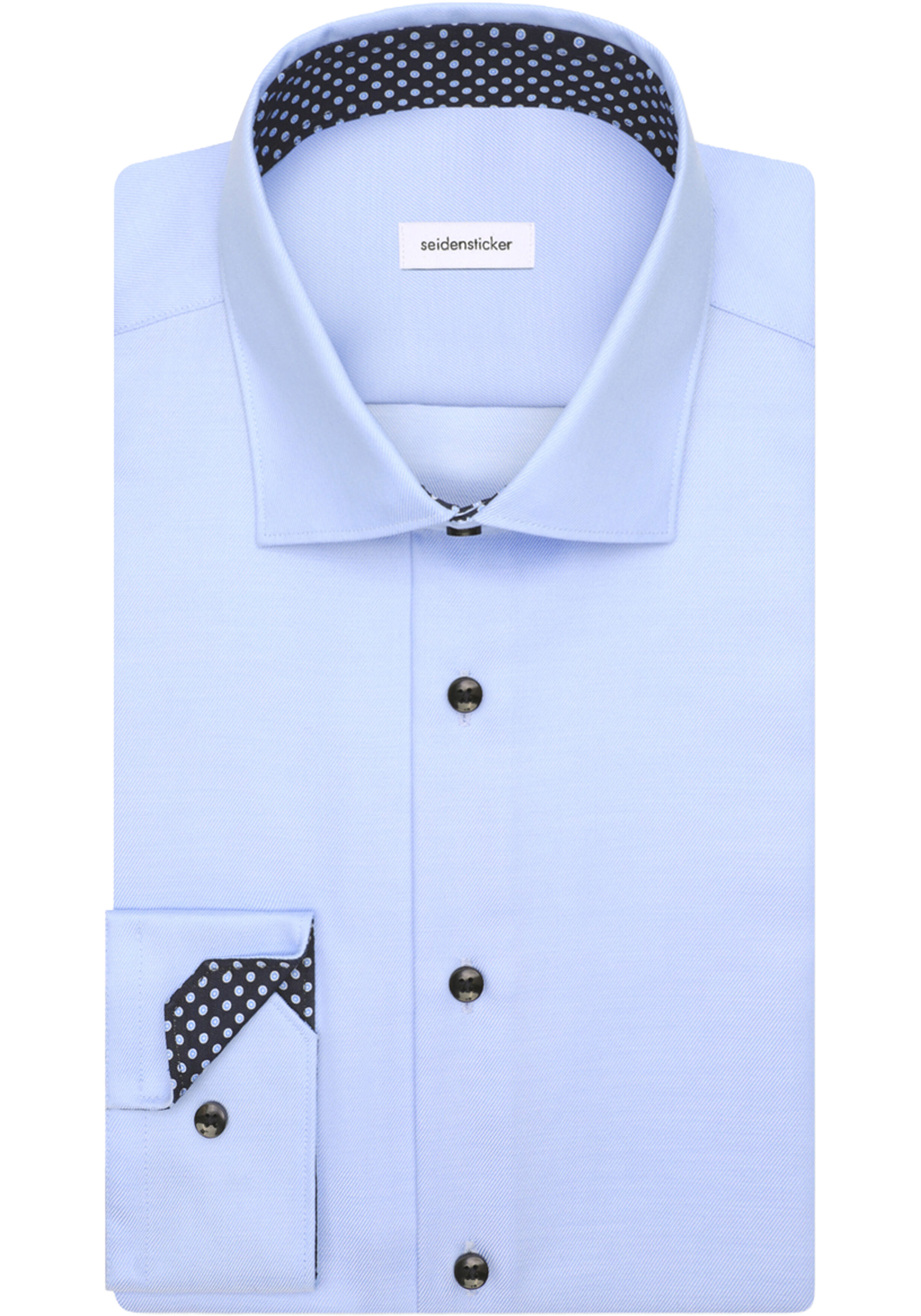 Seidensticker shaped fit overhemd, popeline, blauw