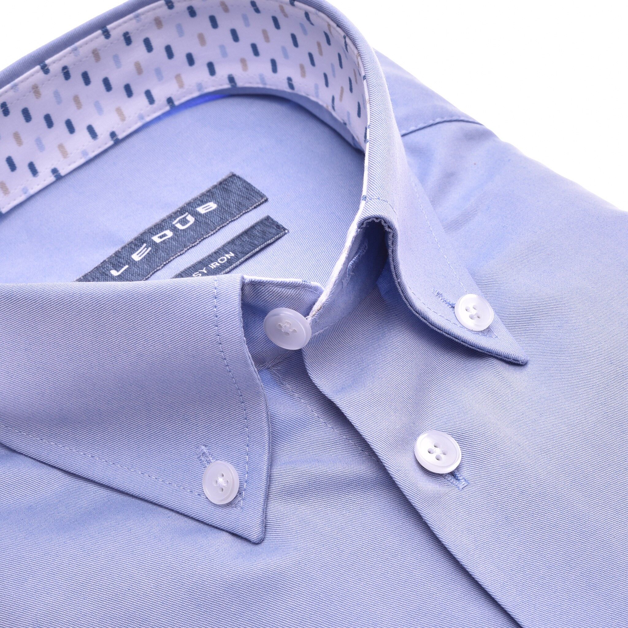 Ledub modern fit overhemd, popeline, middenblauw