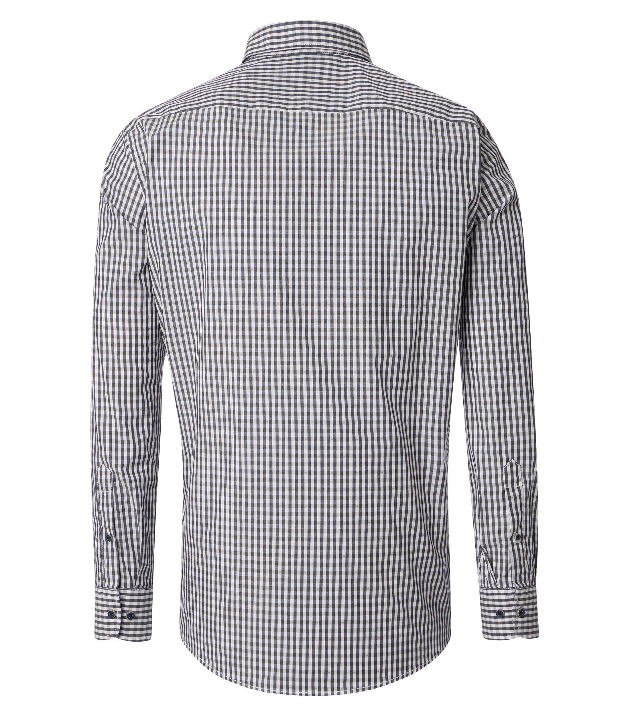 CASA MODA Sport casual fit overhemd, dobby, wit met blauw en groen geruit