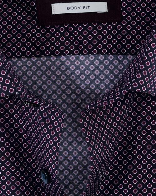 OLYMP Level 5 body fit overhemd, twill, granaat dessin