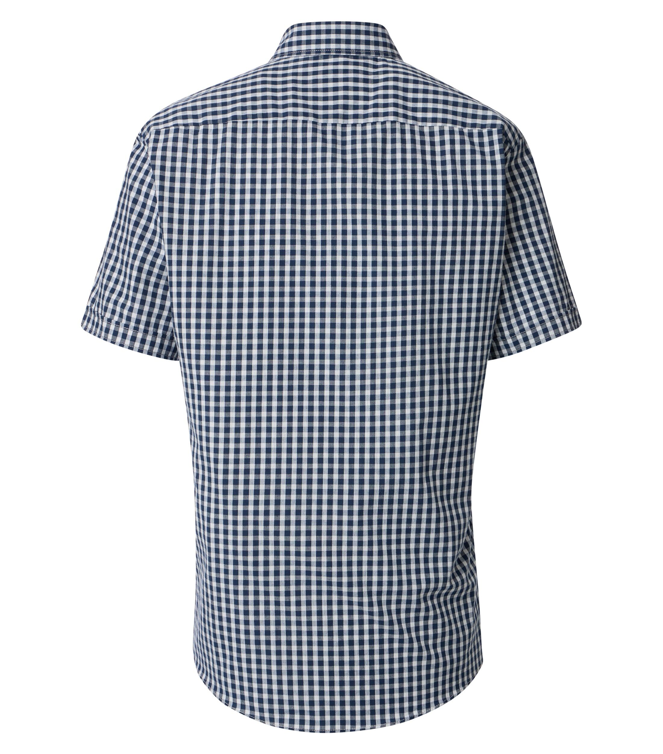 CASA MODA Sport casual fit overhemd, korte mouw, structuur, donkerblauw met wit geruit
