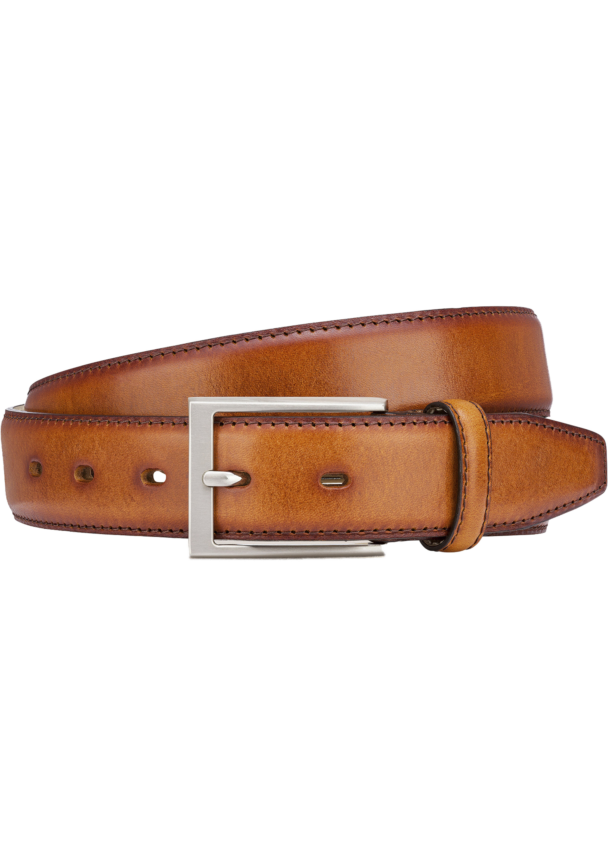 LINDENMANN leren heren riem, cognac