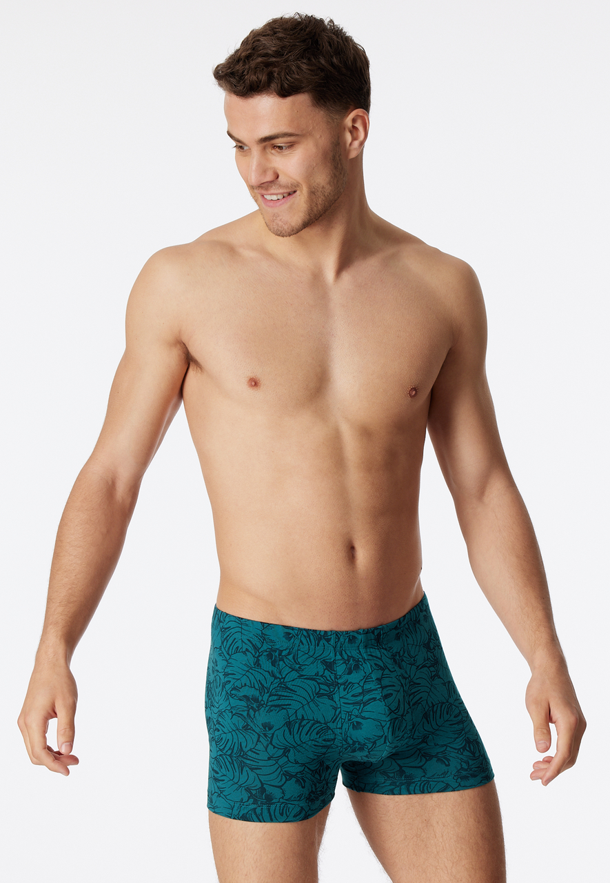 SCHIESSER 95/5 boxer (1-pack), heren short biologisch katoen gedessineerd denim blauw/donkerblauw