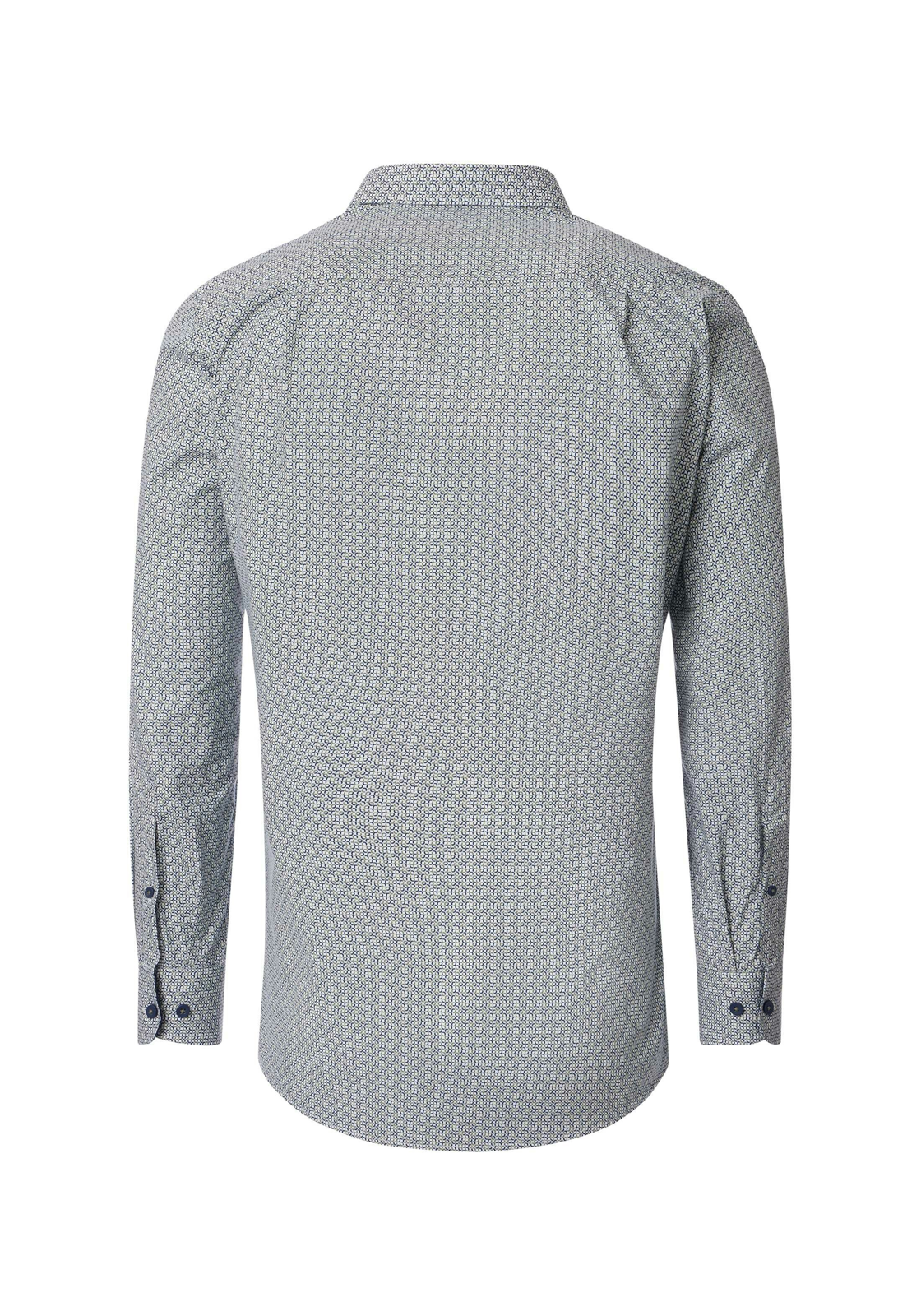 Redmond comfort fit overhemd, popeline, blauw met wit en beige dessin Redmond comfort fit overhemd, popeline, blauw met wit en beige dessin