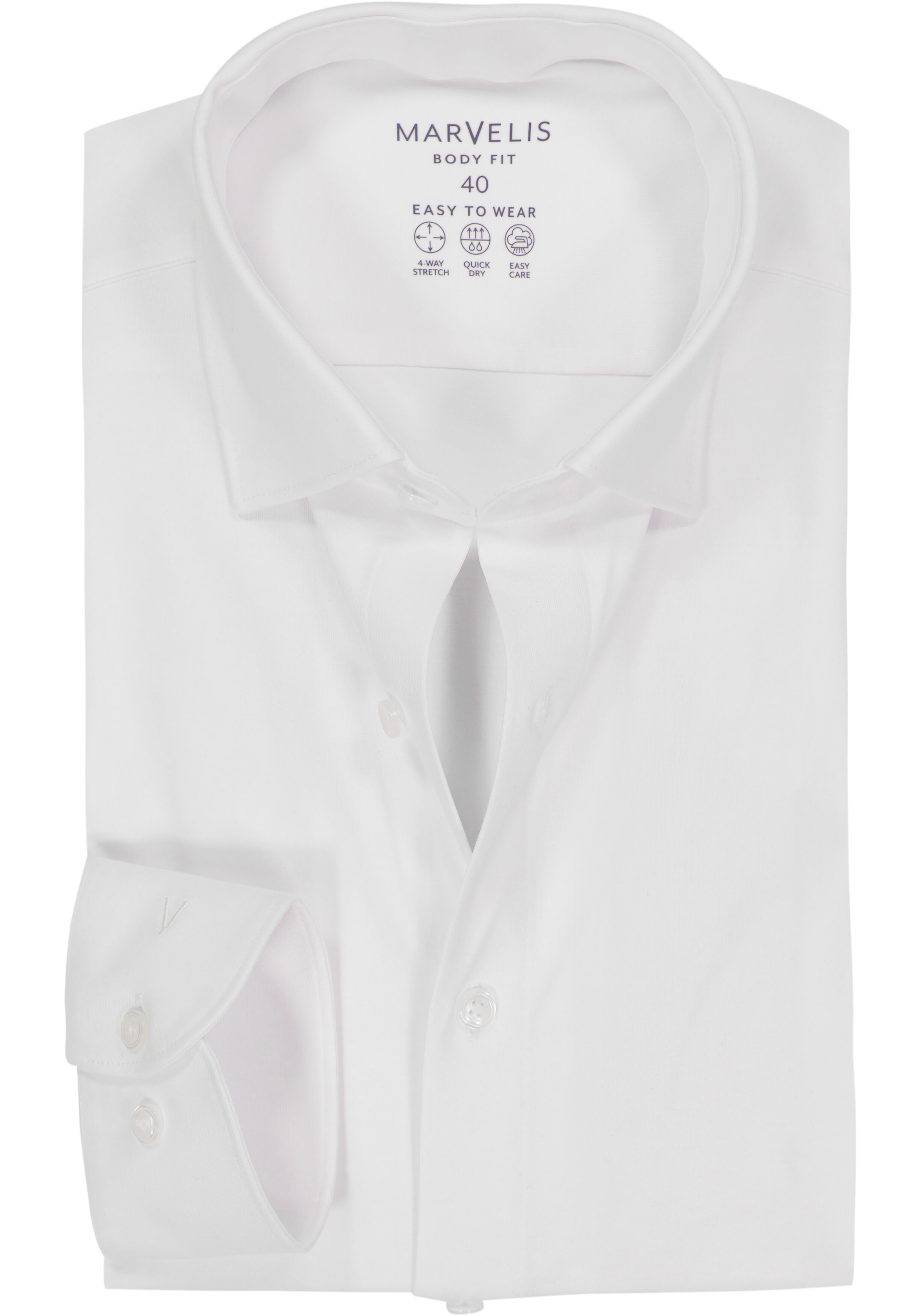 MARVELIS body fit overhemd, tricot, wit