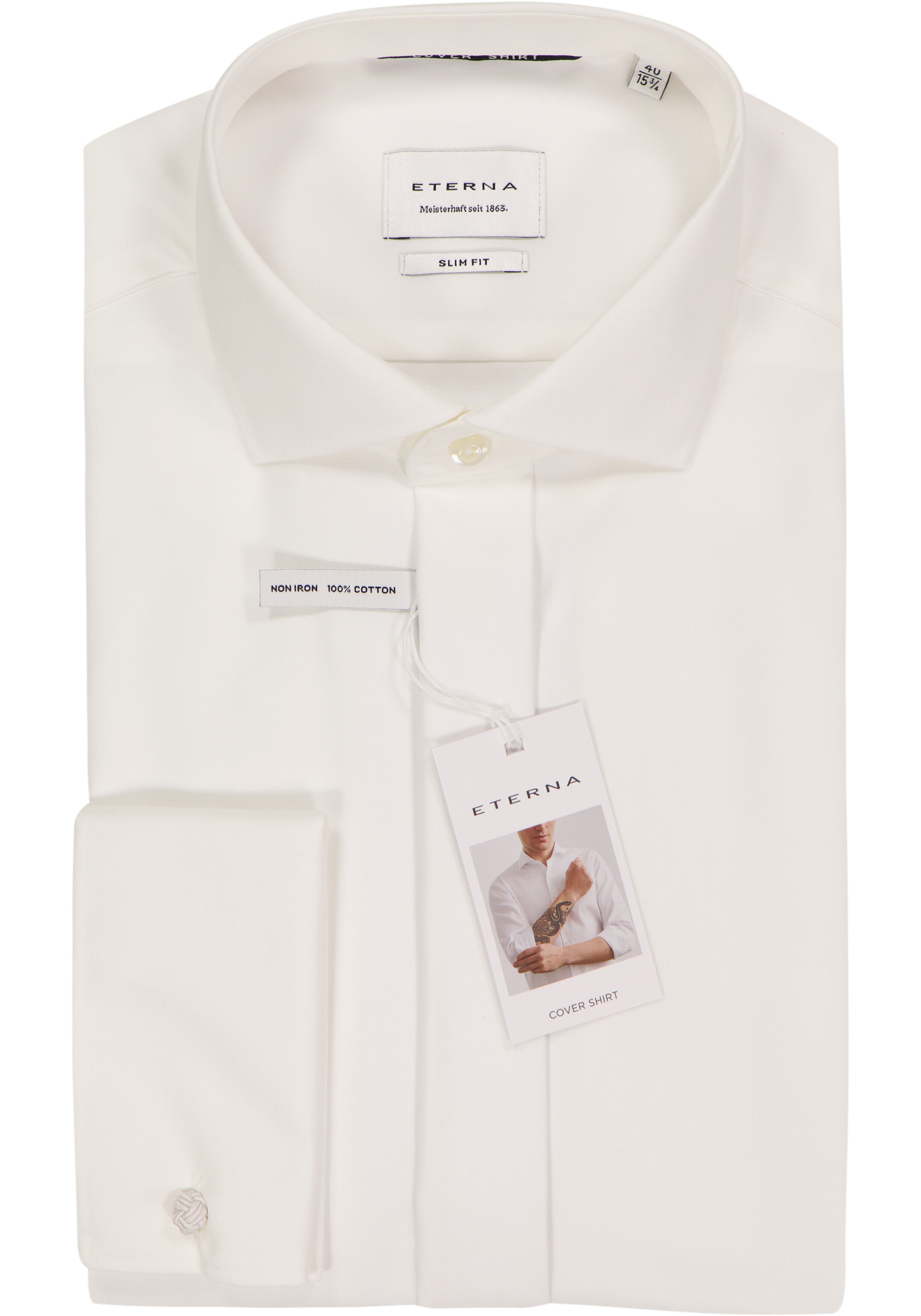 ETERNA slim fit overhemd, twill, ecru