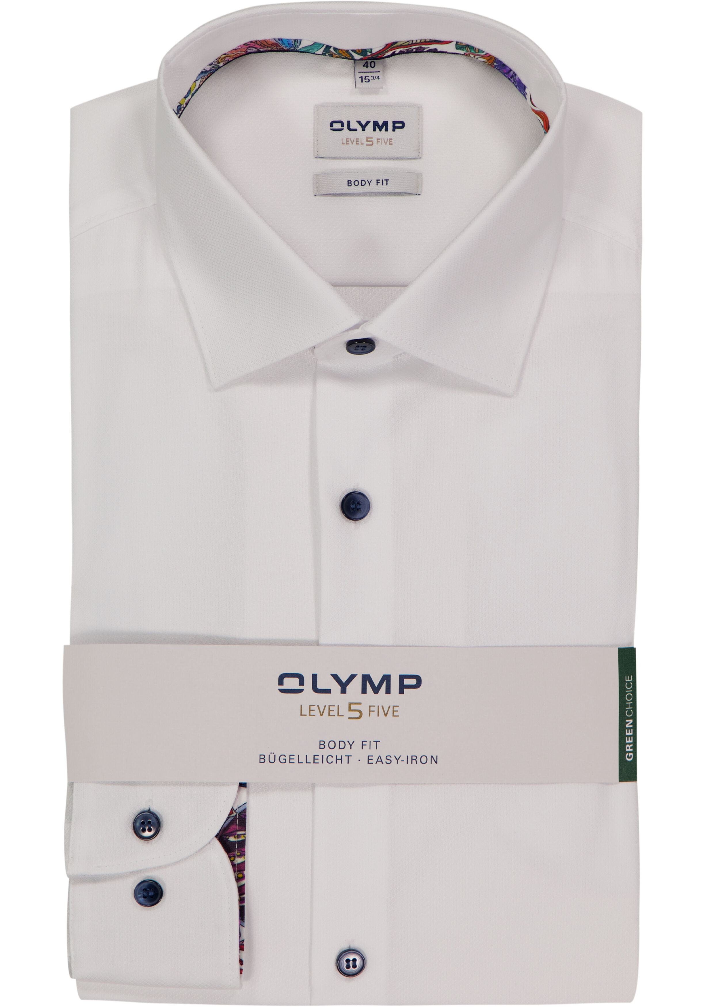 OLYMP Level 5 body fit overhemd, structuur, wit